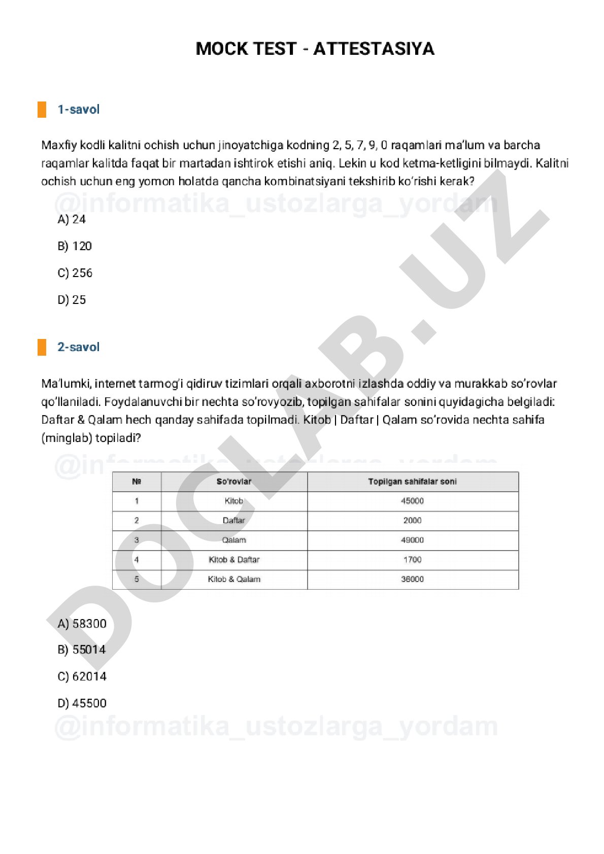 Informatika ustozlarga yordam kanal va guruh manzillari