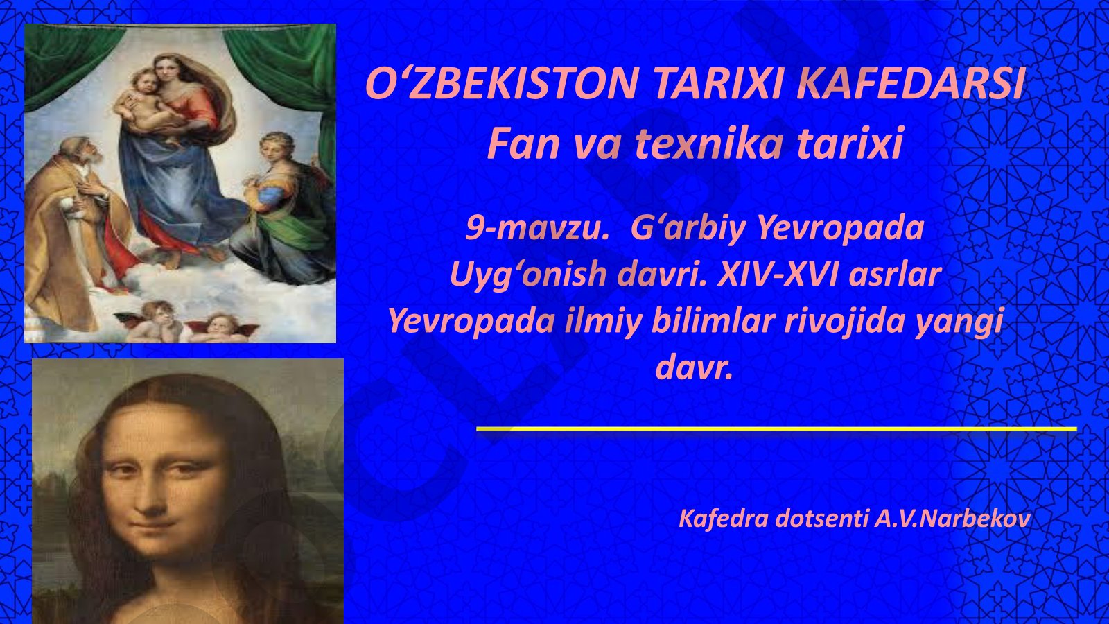 G‘arbiy Yevropada Uyg‘onish davri