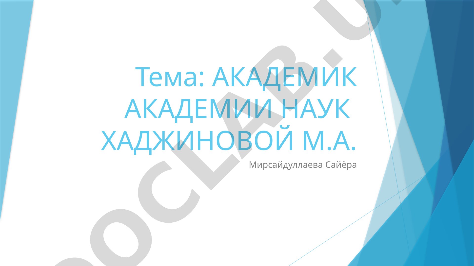 Академик академии наук М.А. Хаджиновой