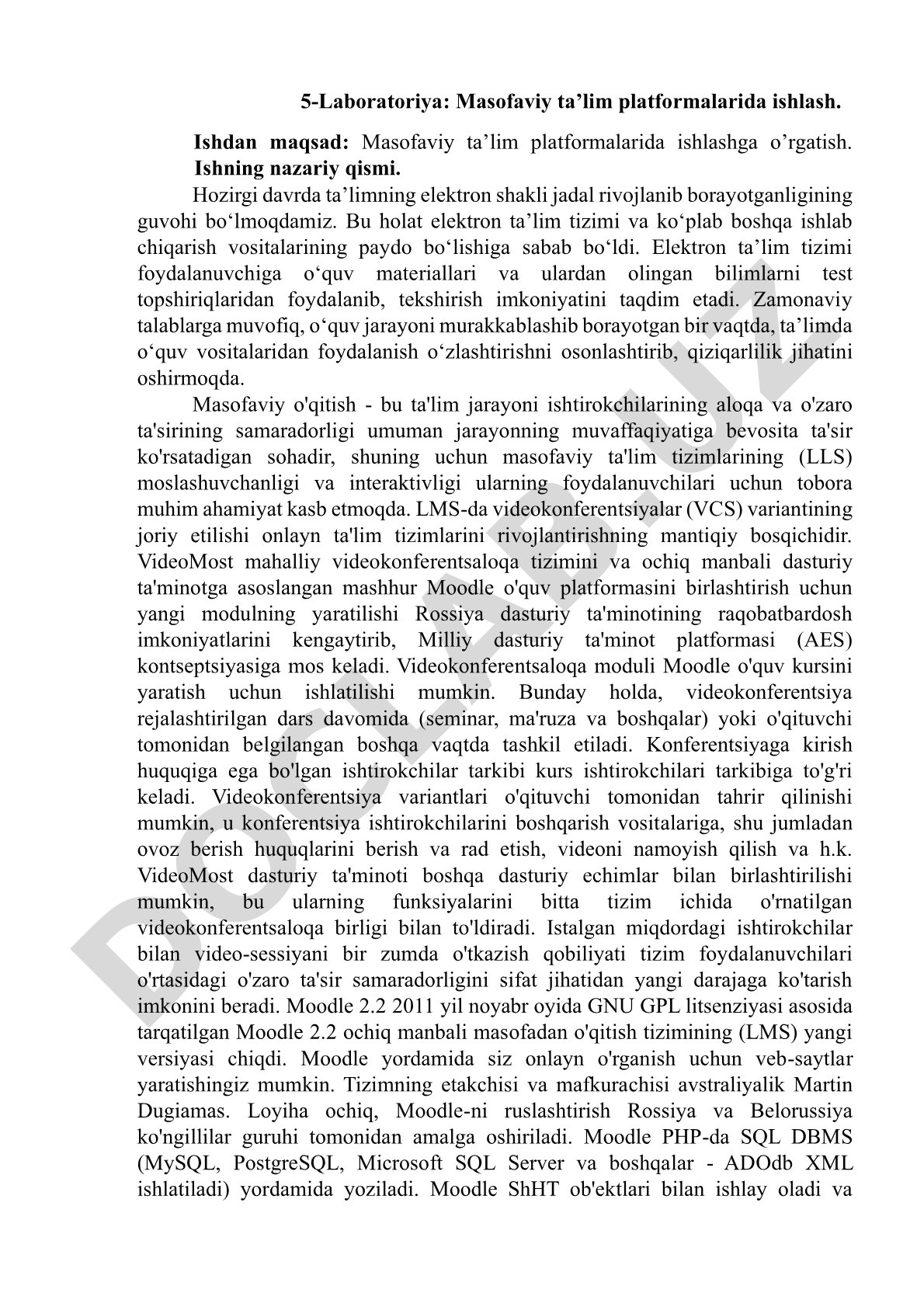 Masofaviy ta’lim platformalarida ishlash