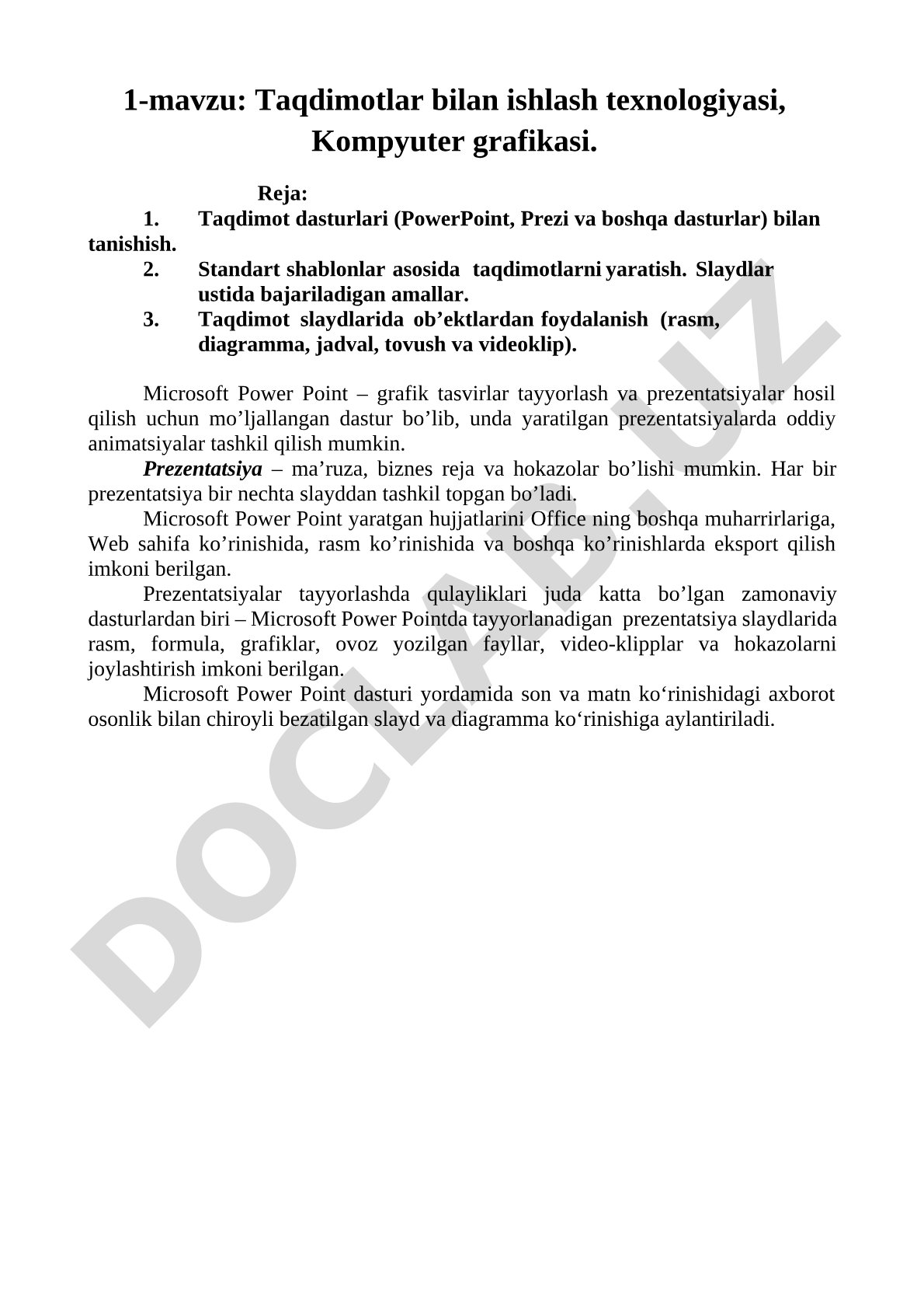Taqdimotlar bilan ishlash texnologiyasi, Kompyuter grafikasi