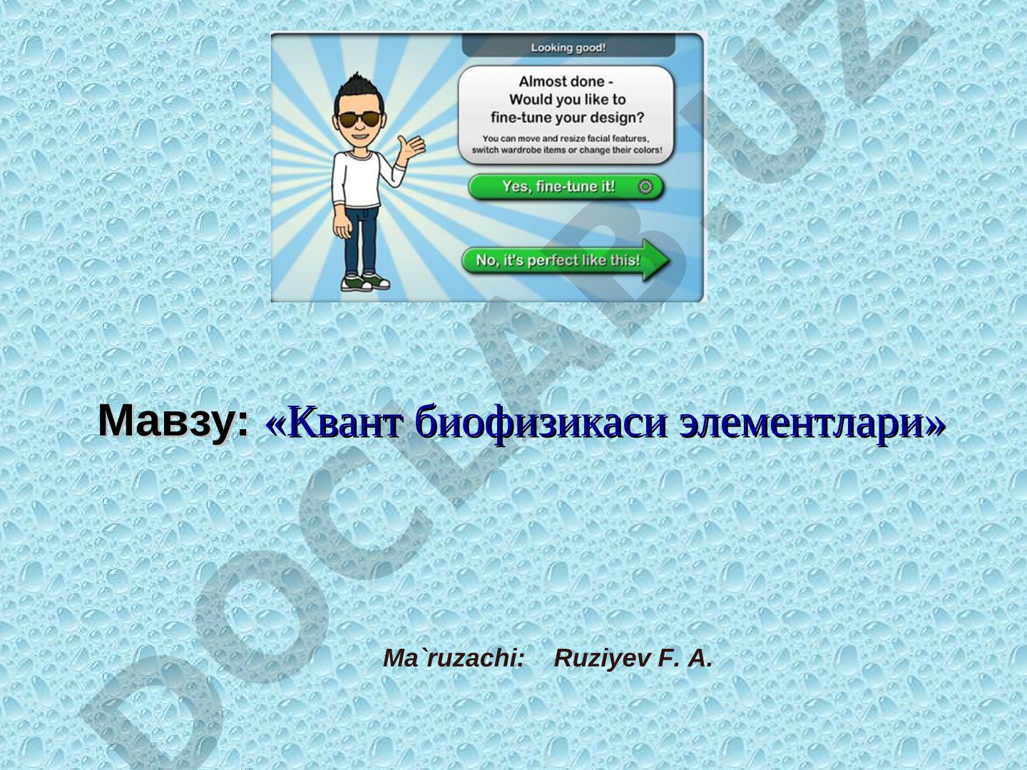 Квант биофизикаси элементлари