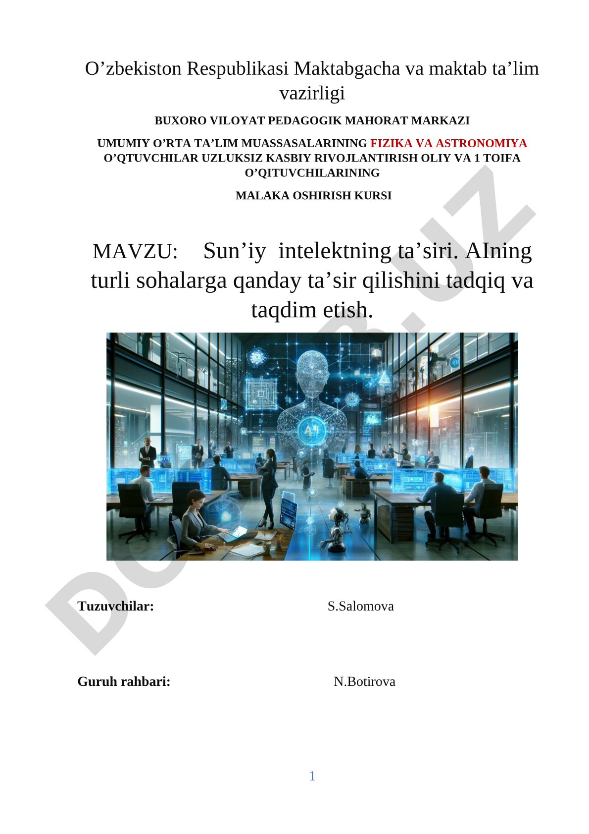 Sun’iy intelektning ta’siri