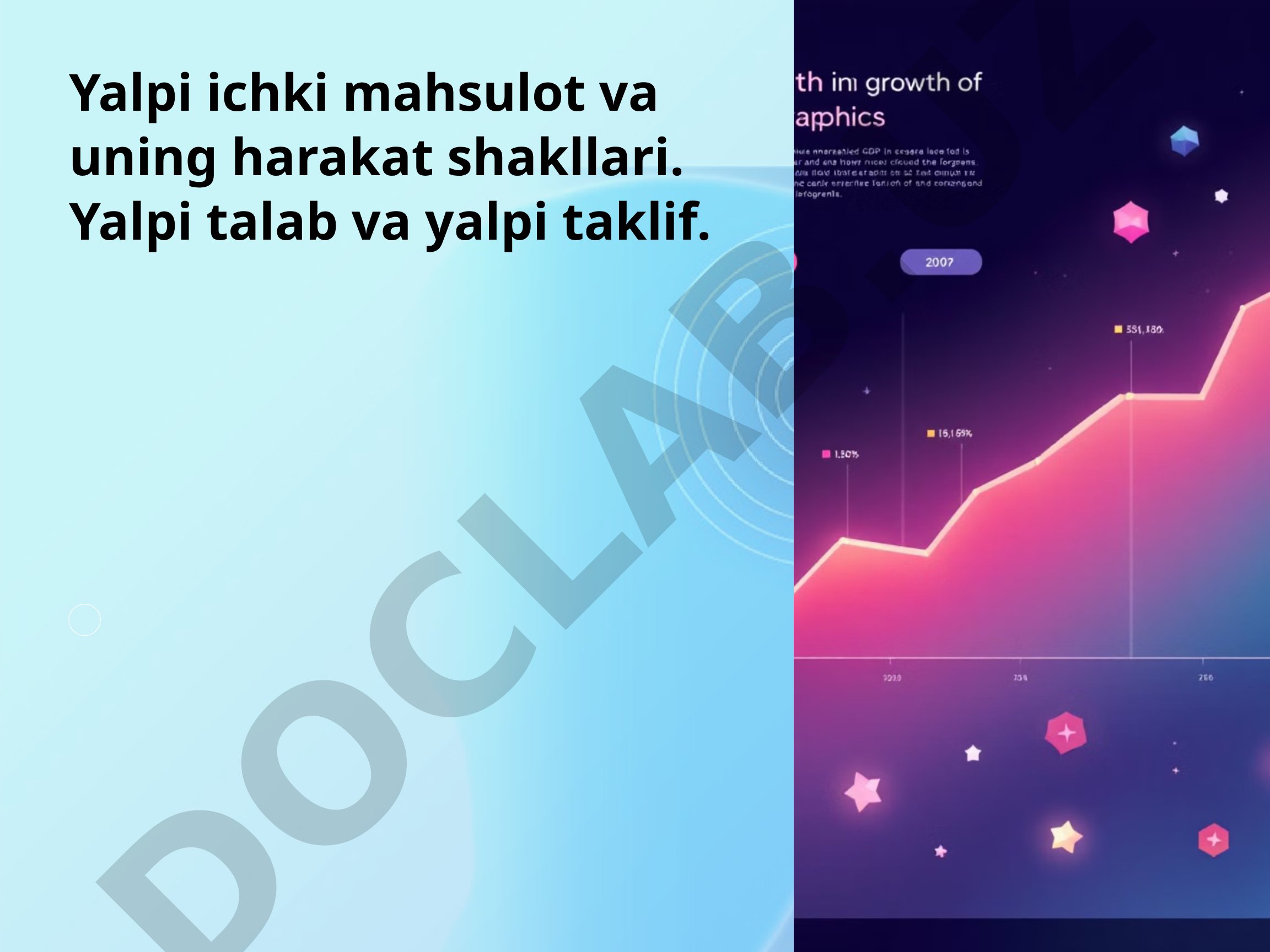 Yalpi ichki mahsulot va uning harakat shakllari. Yalpi talab va yalpi taklif.