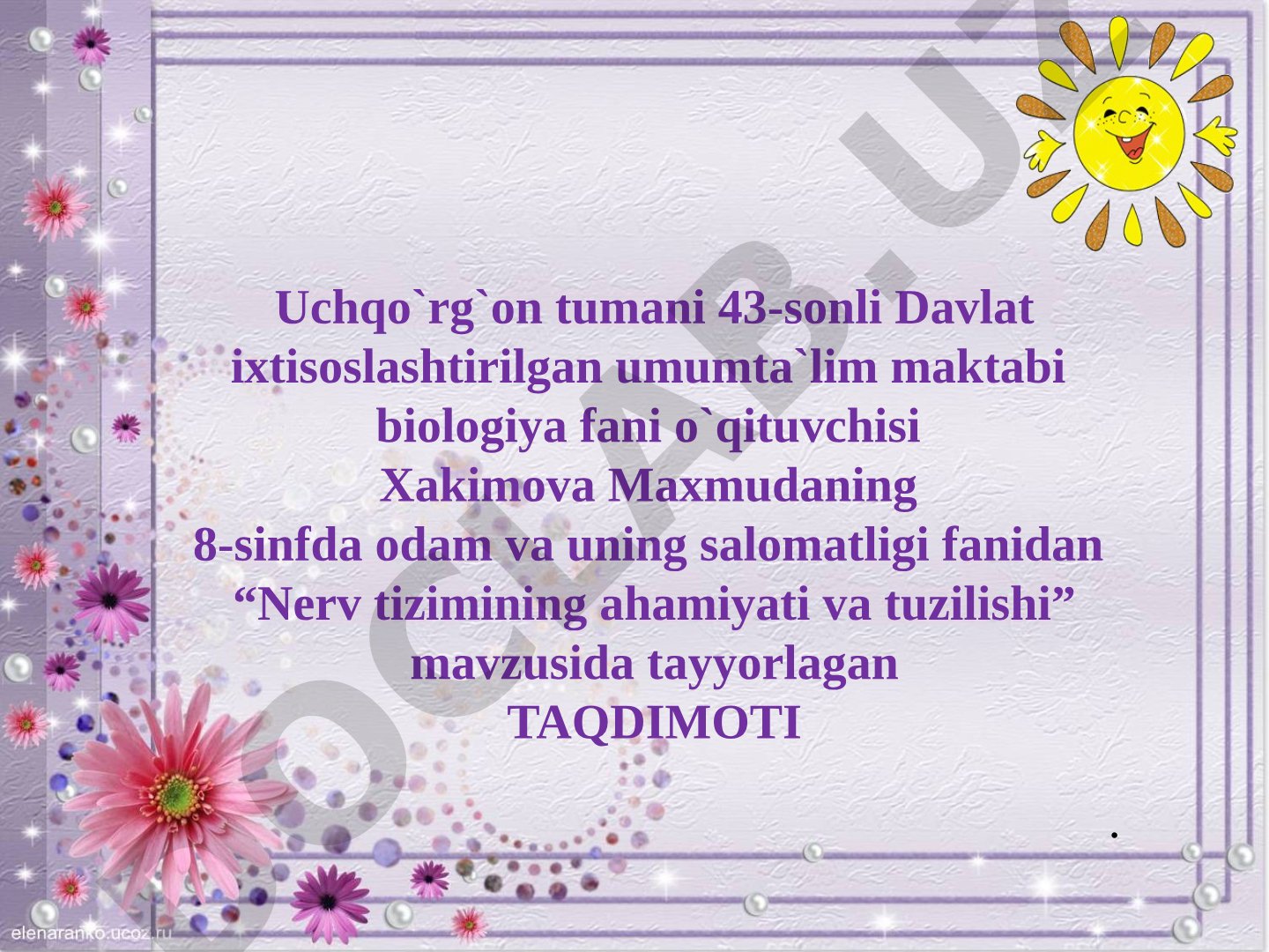 Nerv tizimining ahamiyati va tuzilishi