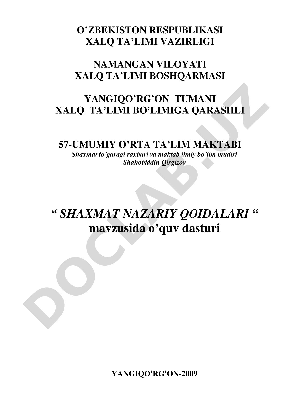 Shaxmat nazariy qoidalari