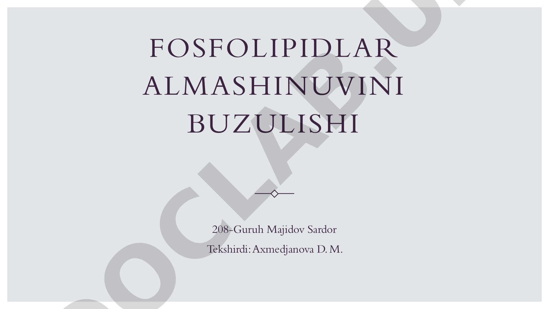 Fosfolipidlar almashinuvini buzulishi