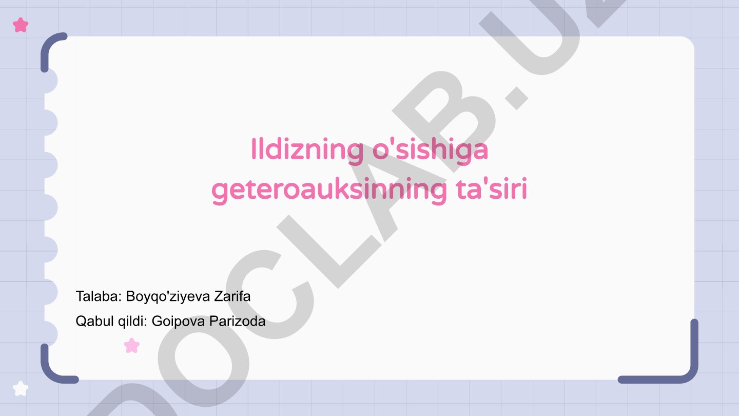 Geteroauksinning ildiz o'sishiga ta'siri