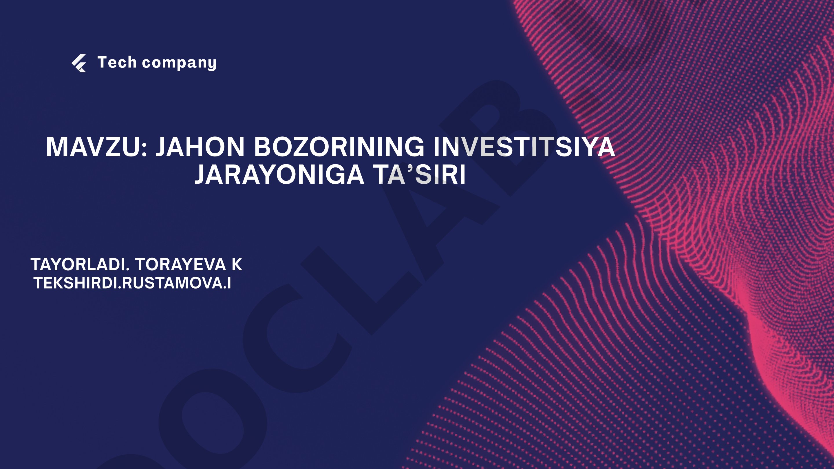 Jahon bozorining investitsiya jarayoniga ta'siri