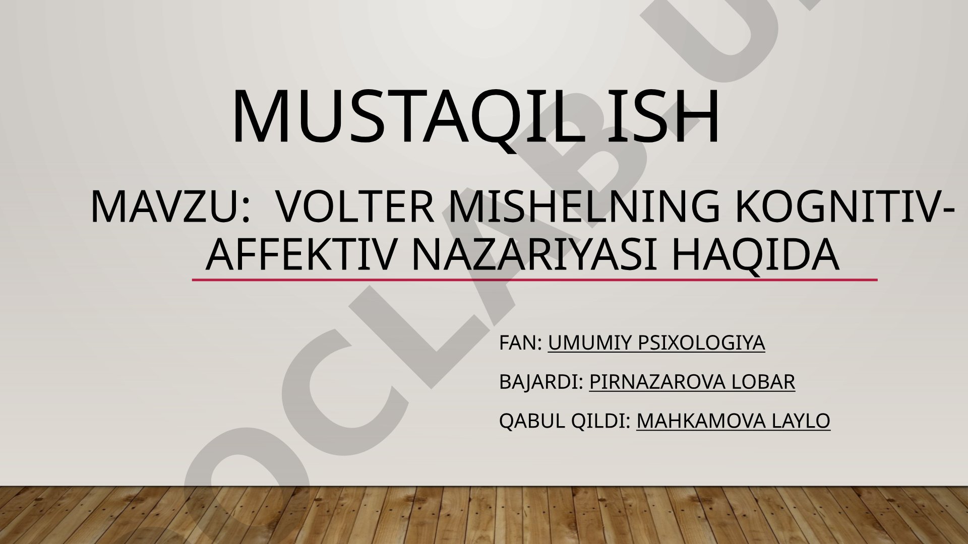 Volter Mishelning kognitiv-affektiv nazariyasi haqida