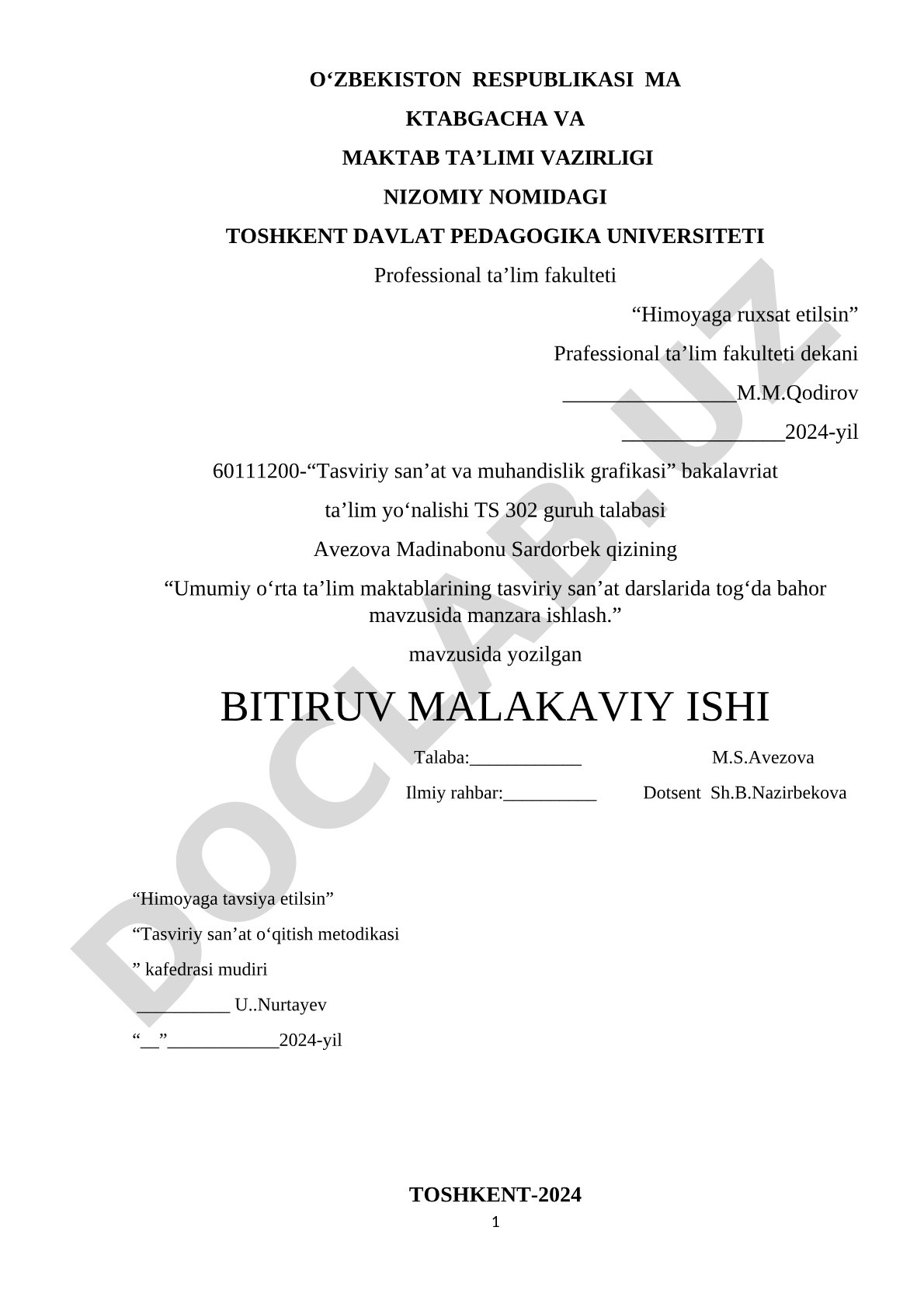 Umumiy oʻrta ta’lim maktablarining tasviriy san’at darslarida togʻda bahor mavzusida manzara ishlash
