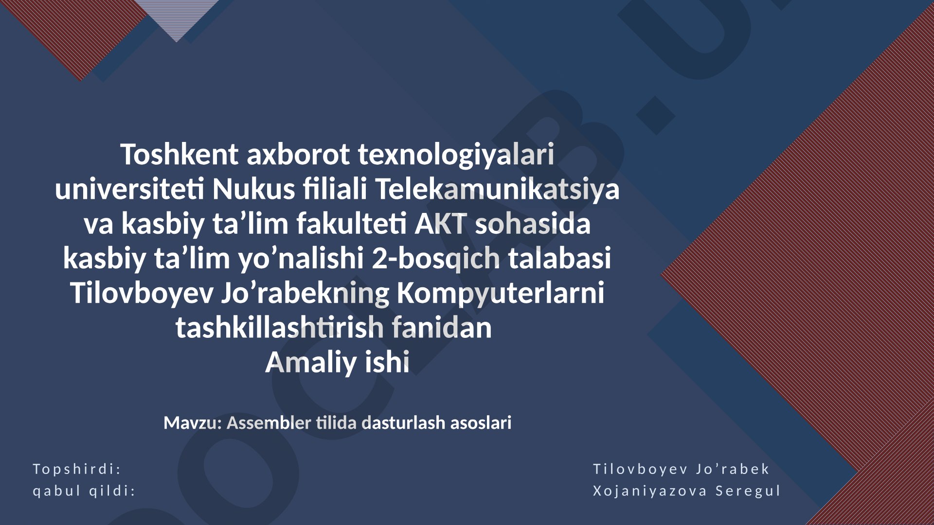 Assembler tilida dasturlash asoslari