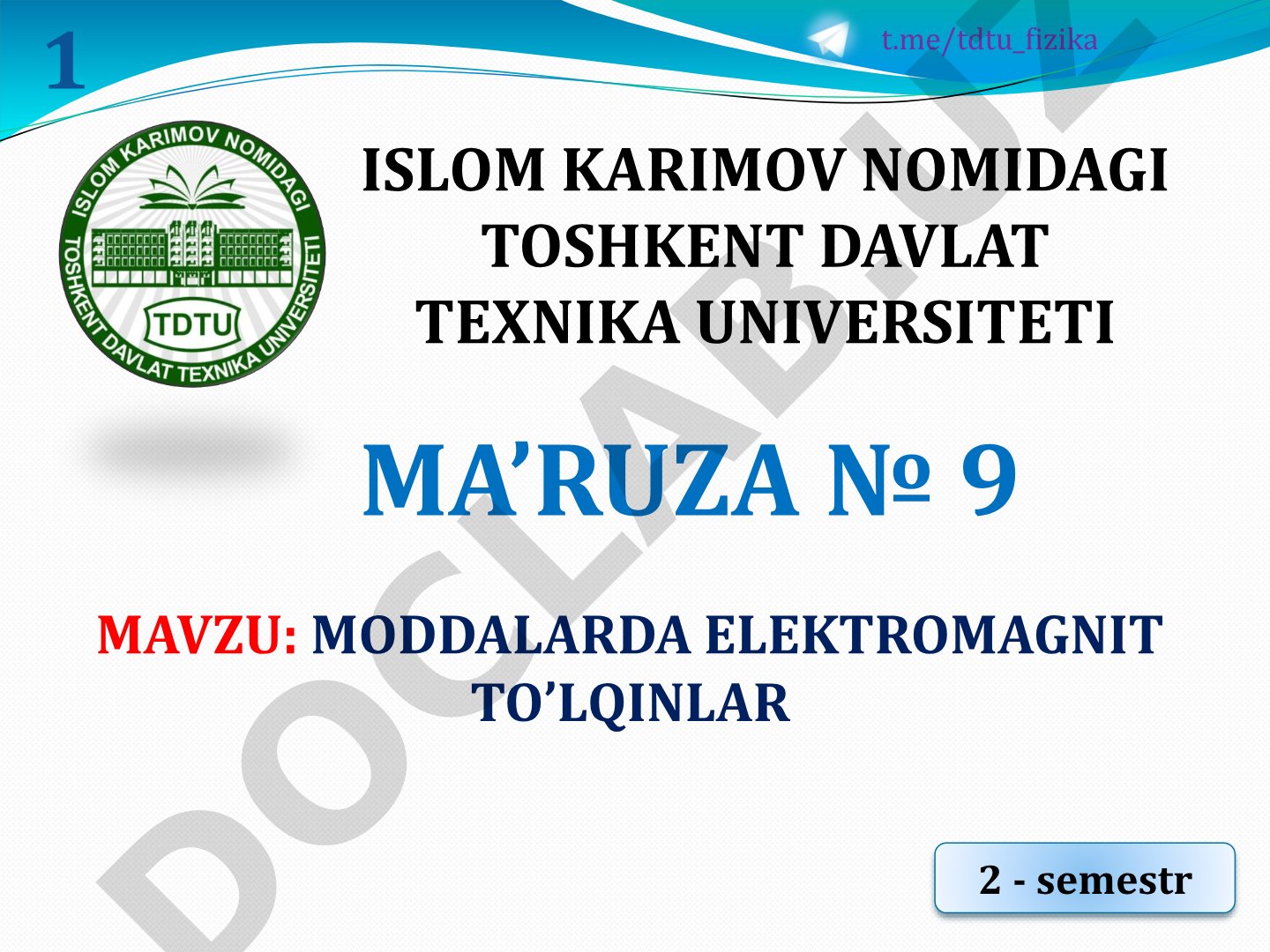Moddalarda elektromagnit to'lqinlar