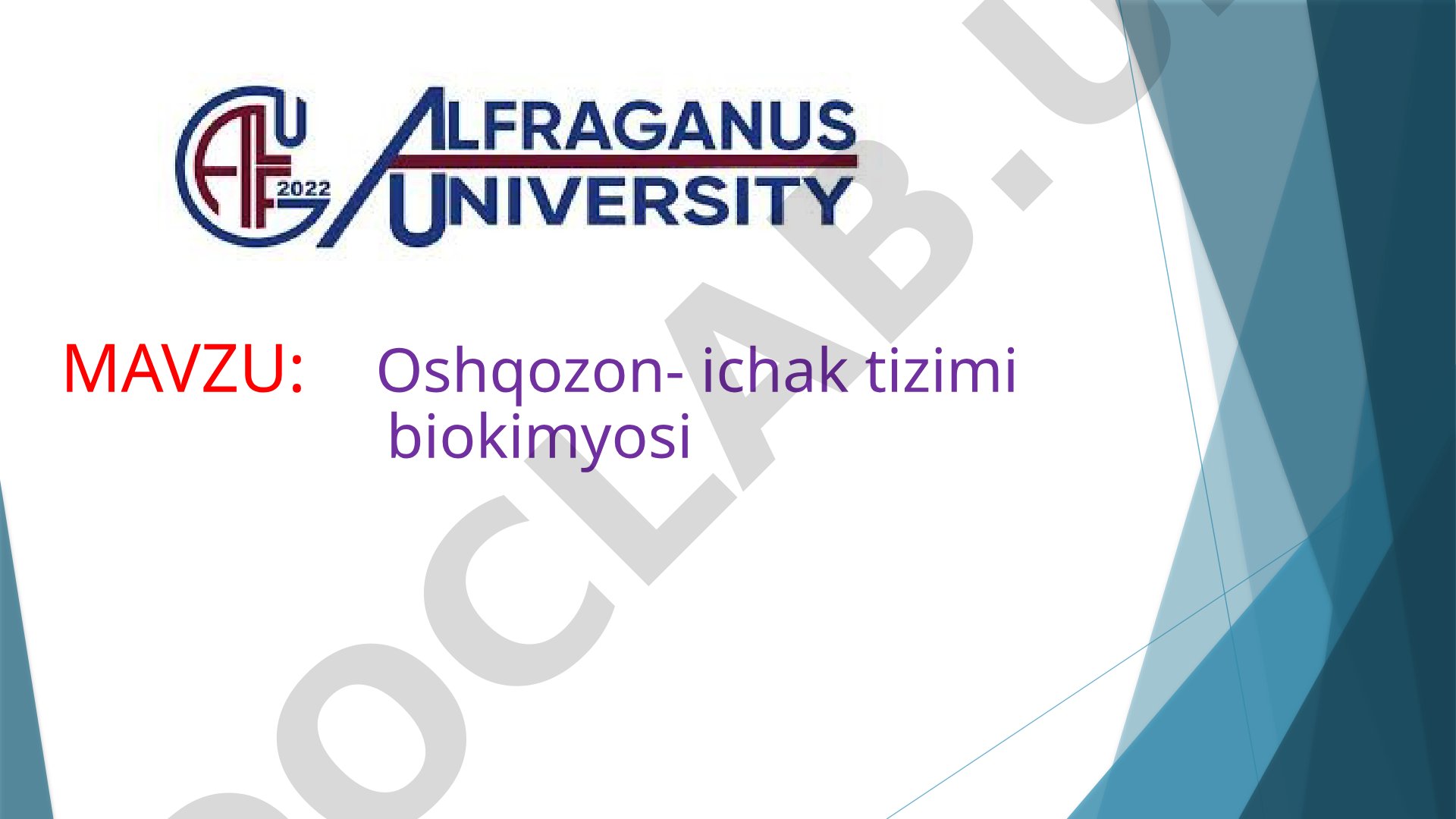 Oshqozon-ichak tizimi biokimyosi
