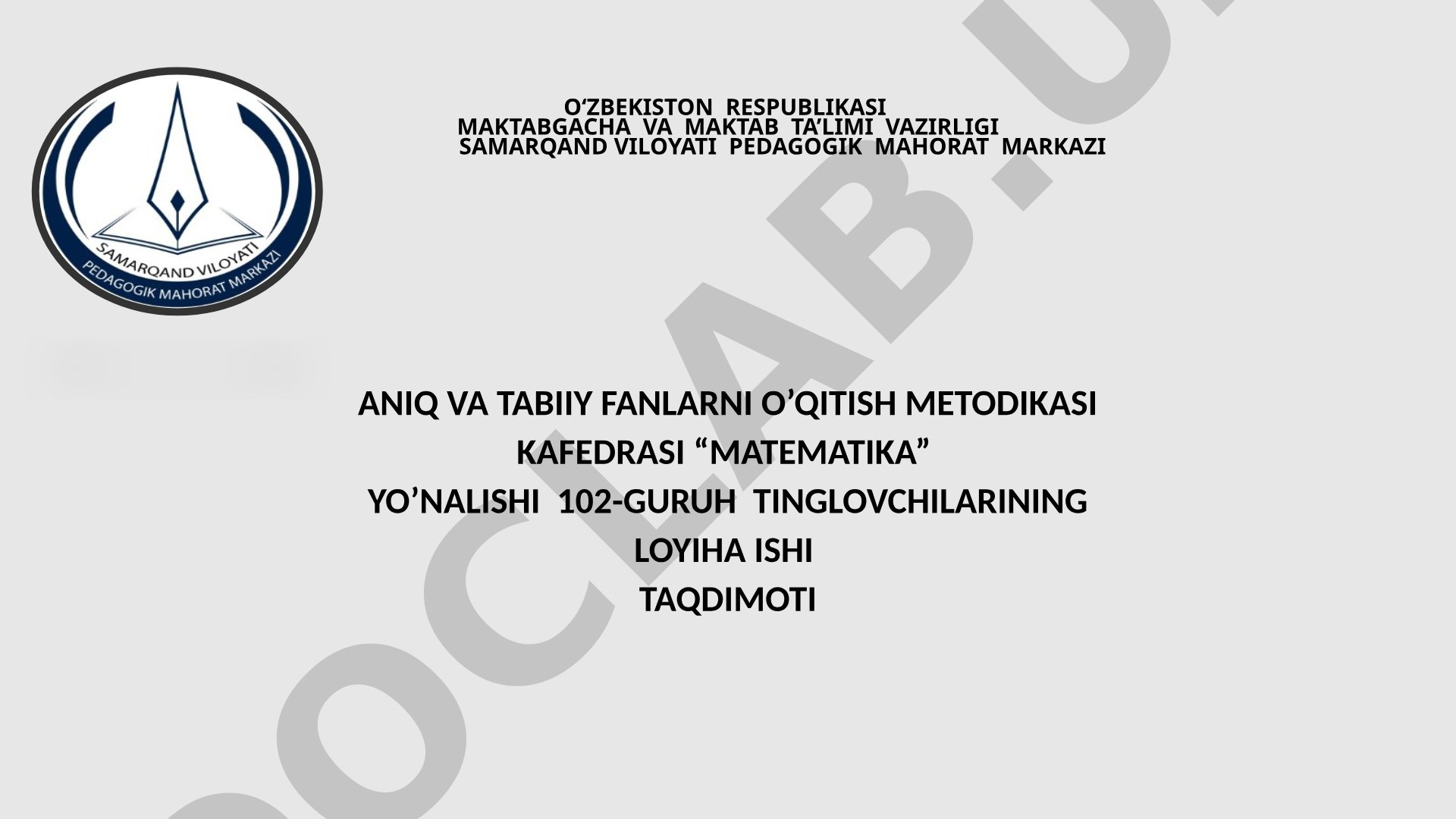 Uch miqdor nisbatiga doir masalalarni yechish metodikasi