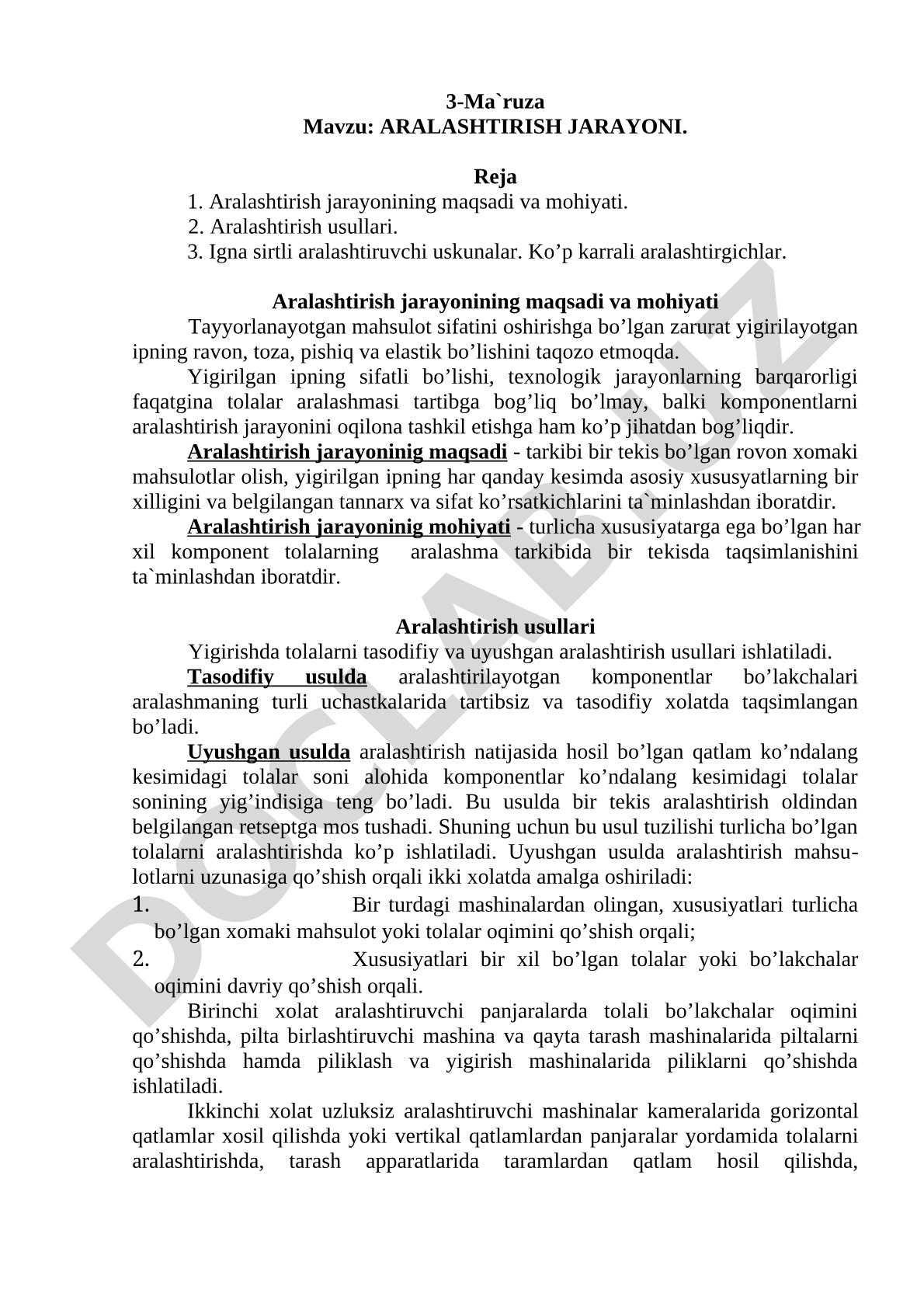 Aralashtirish jarayonining maqsadi, mohiyati va usullari, igna sirtli aralashtiruvchi