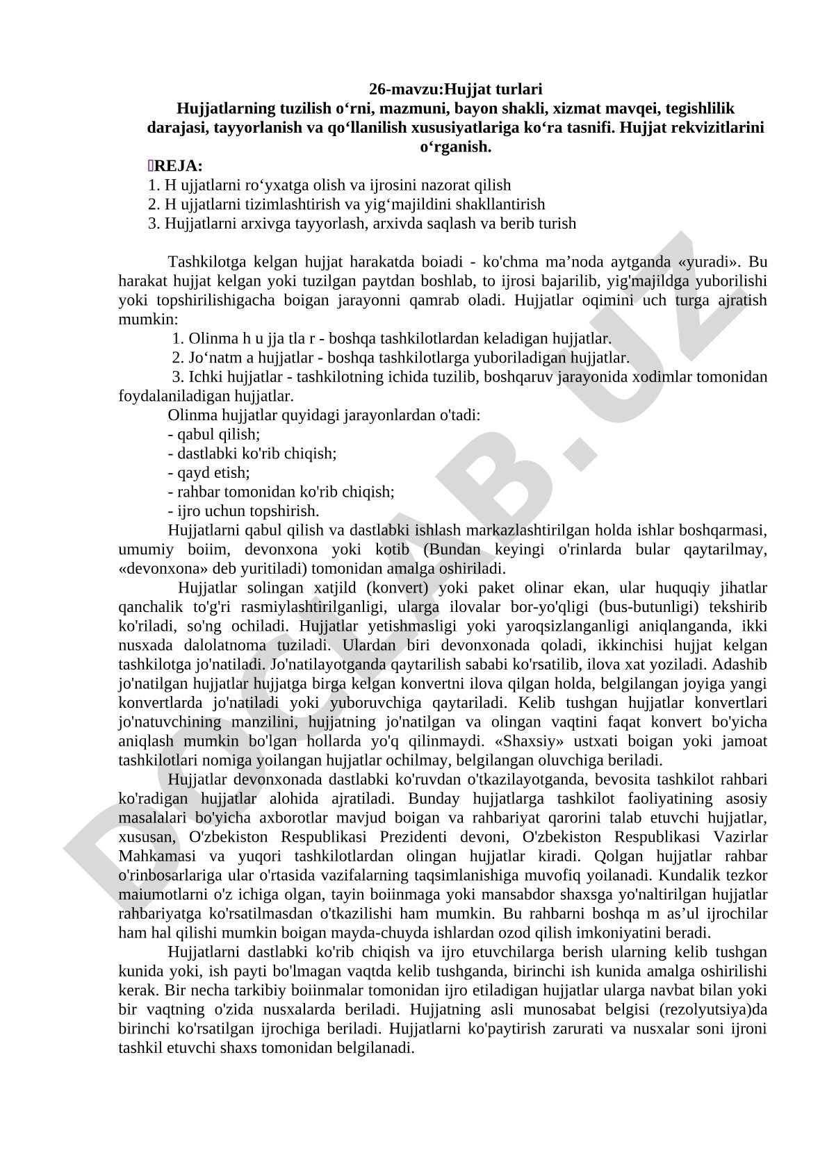 Ish qog'ozlari turlari