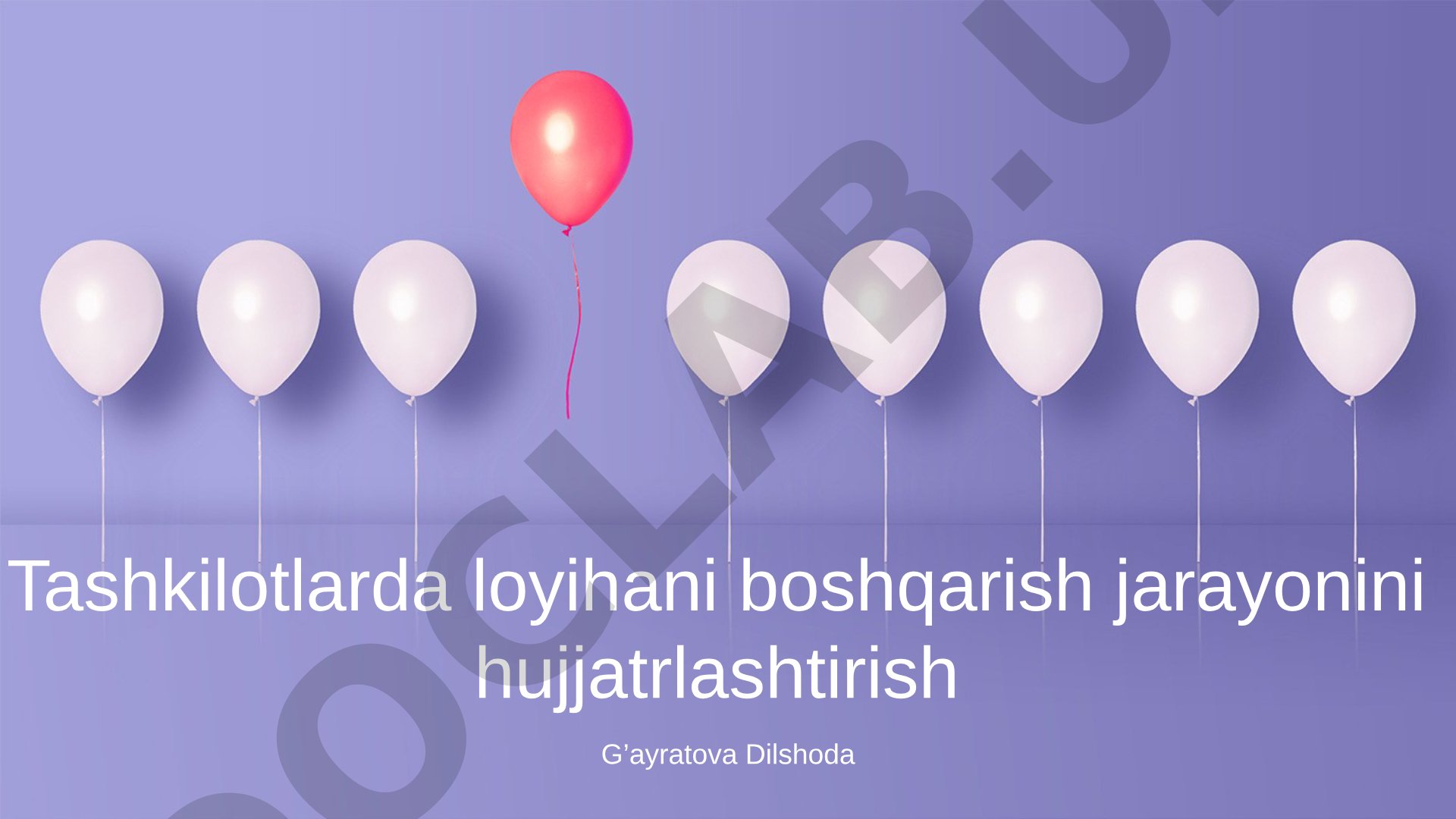 Tashkilotlarda loyihani boshqarish jarayonini hujjatrlashtirish