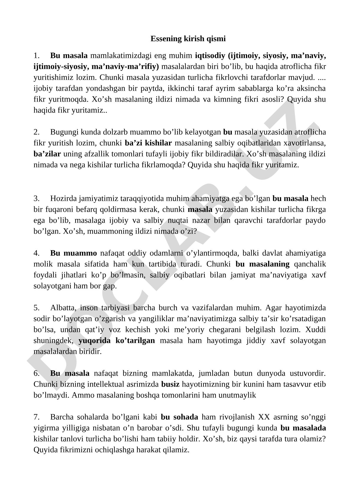 Jamiyatdagi dolzarb masala bo'yicha turli fikrlar tahlili
