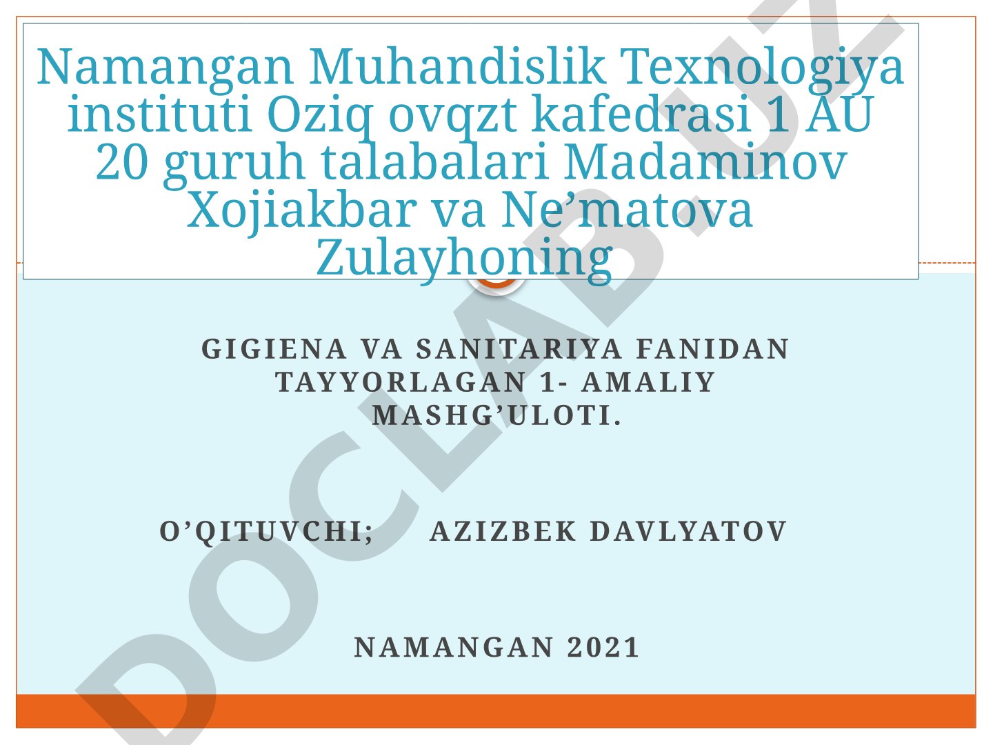 Tayyorlangan Maxsulotlarni Realizatsiya Qilishga Qo’yilgan Sanitariya talablari