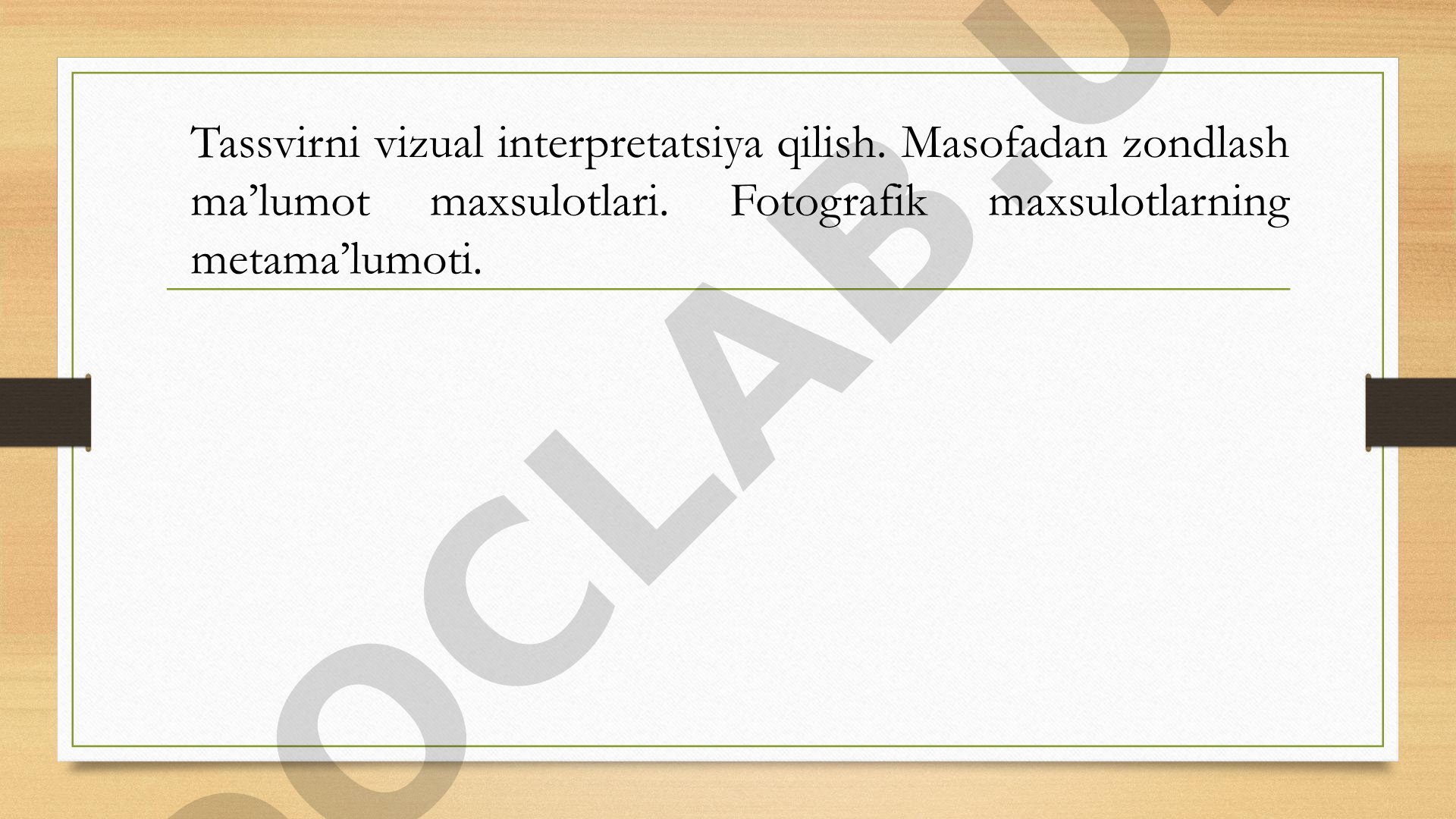Masofadan zondlash ma'lumotlarini vizual interpretatsiya qilish