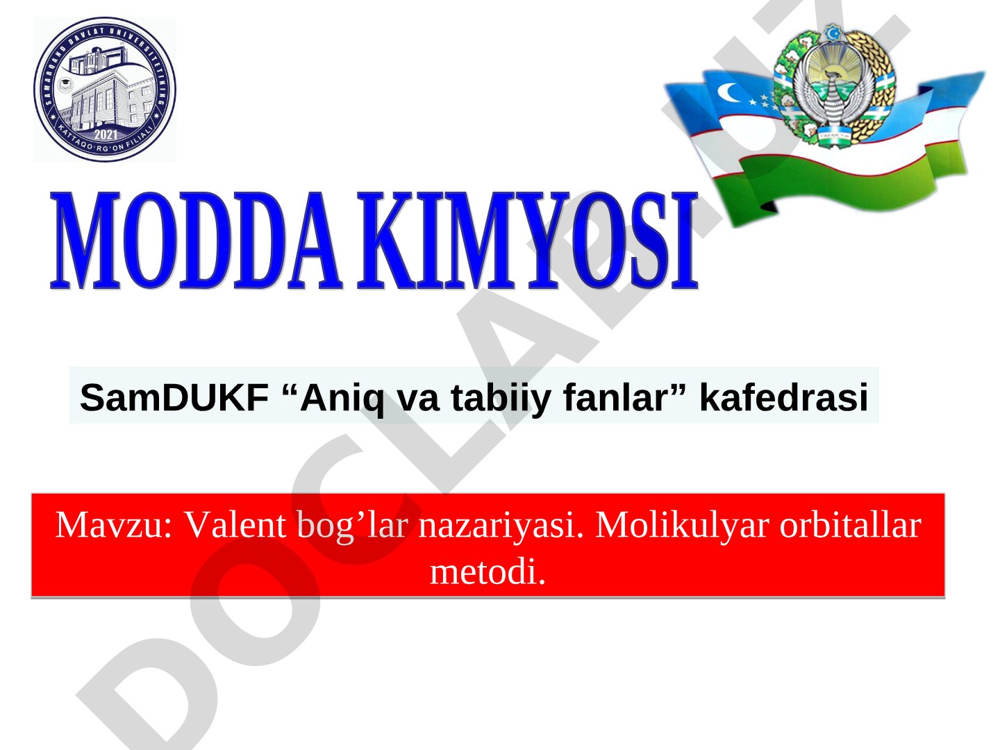 Valent bog’lar nazariyasi. Molikulyar orbitallar metodi