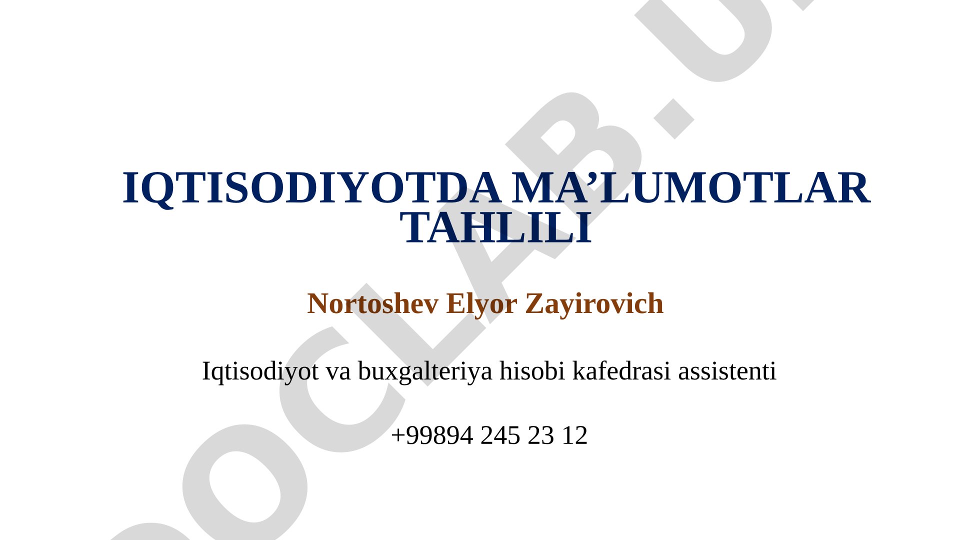 Iqtisodiyotda ma’lumotlarning jadvalli tahlili