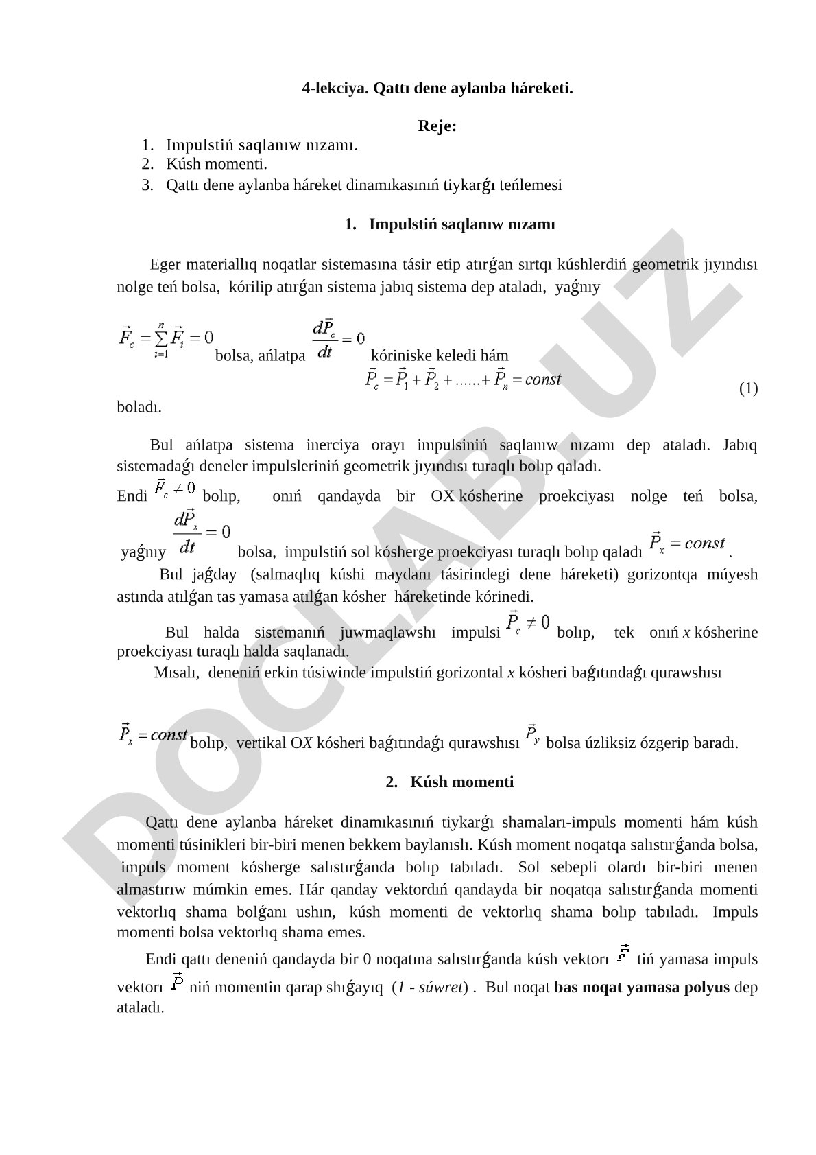Qattı dene aylanba háreketi