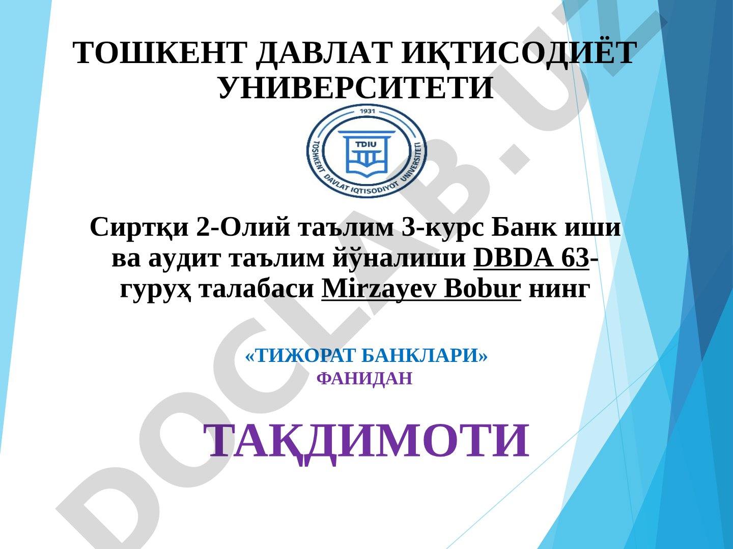 Banklar faoliyatida risklarni boshqarish usullari