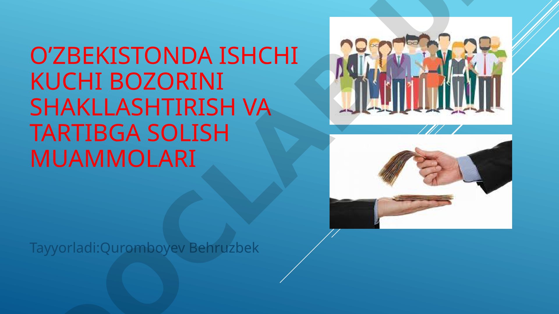 O’zbekistonda ishchi kuchi bozorini shakllashtirish va tartibga solish muammolari