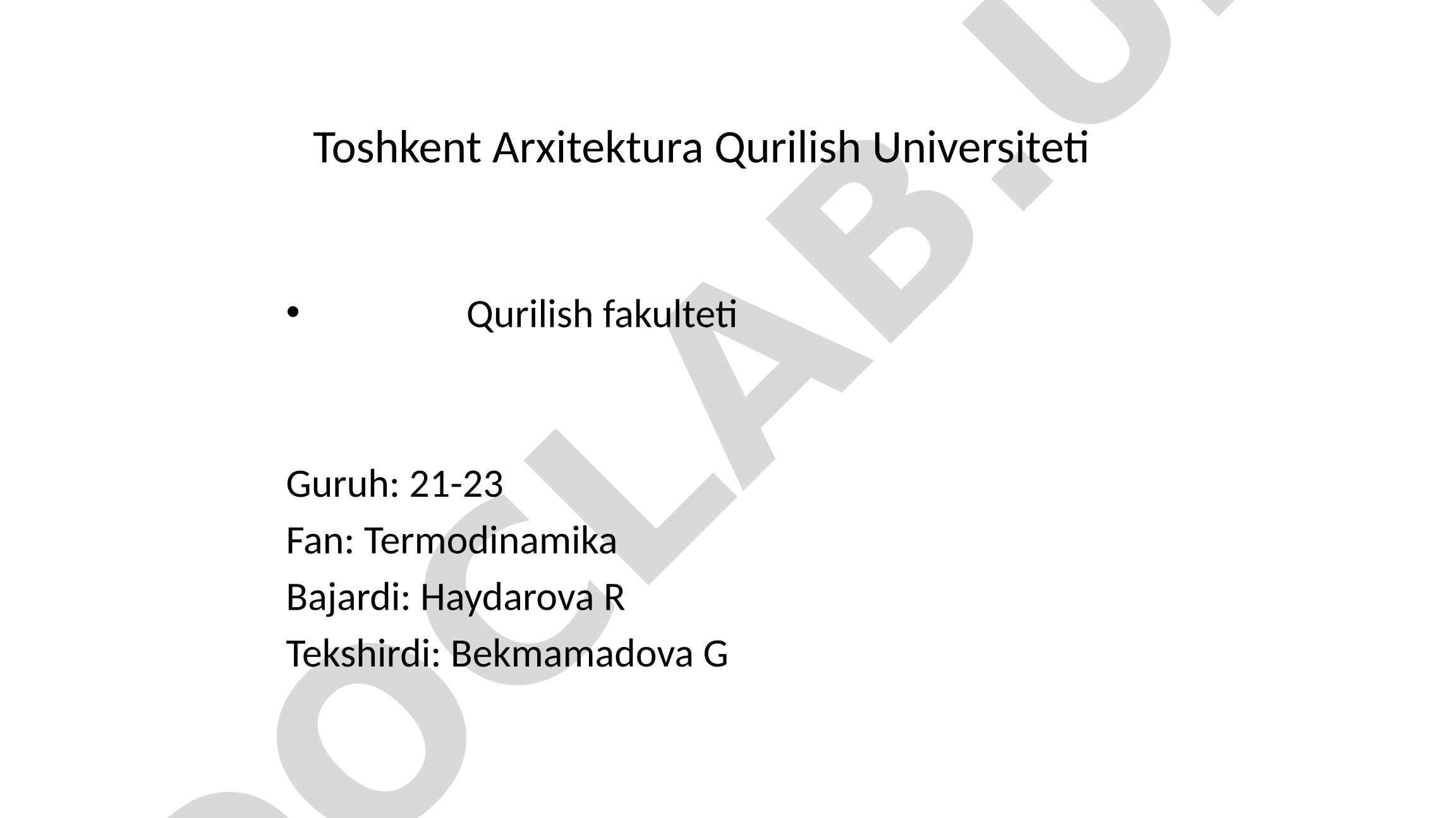 Ishchi jism oqimining eksergiyasi