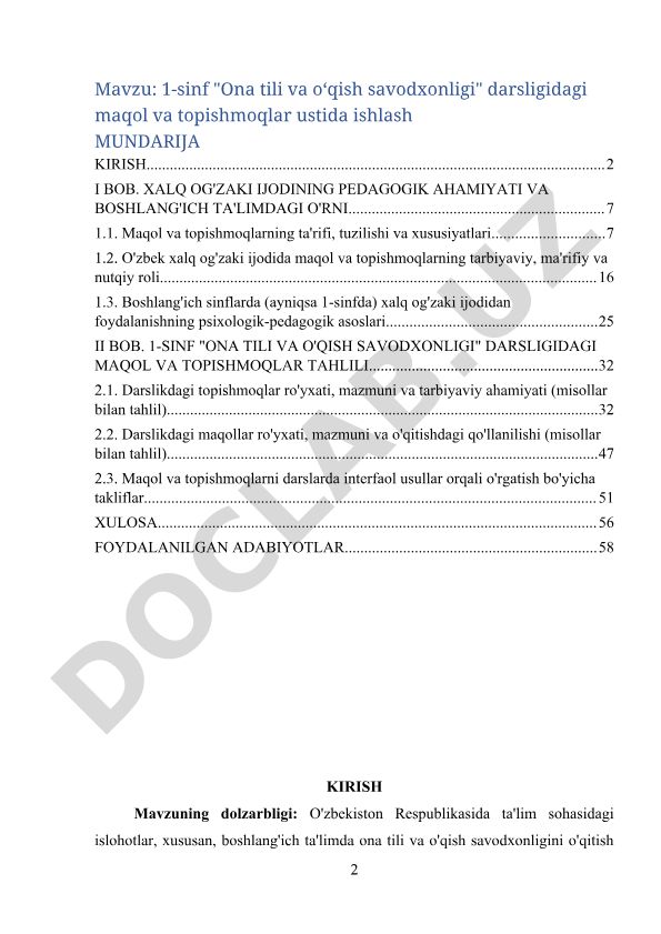 1-sinf "Ona tili va oʻqish savodxonligi" darsligidagi maqol va topishmoqlar ustida ishlash
