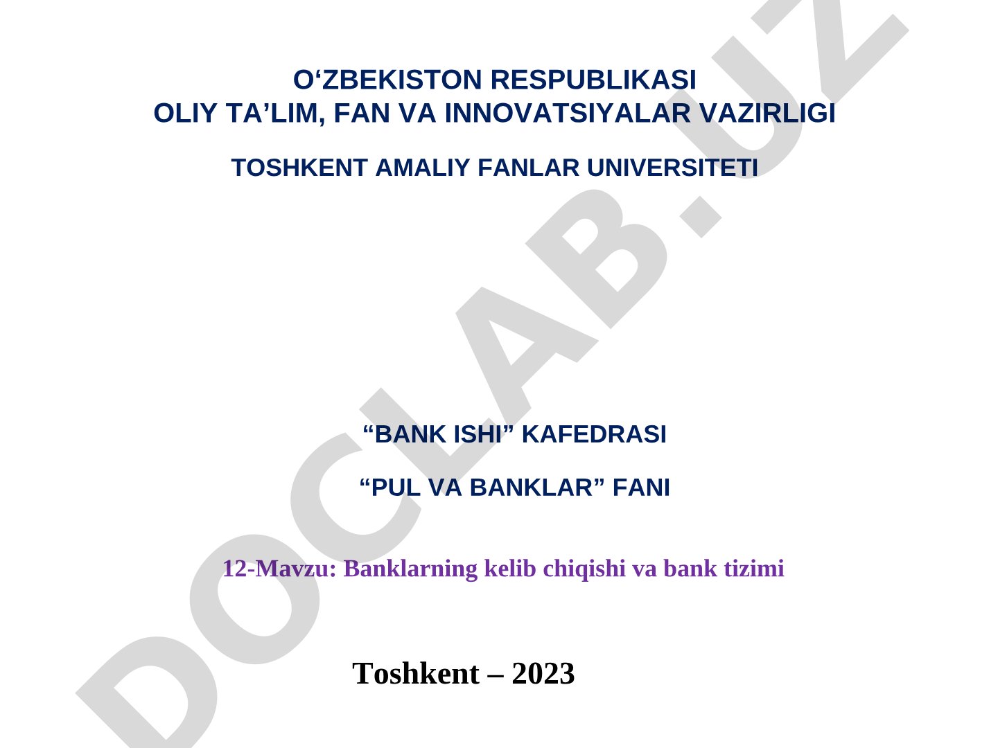 Banklarning kelib chiqishi va bank tizimi