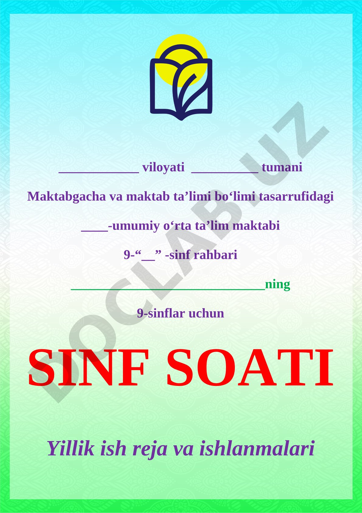 2025-2026 o‘quv yili 9-sinf soati ish reja konspekti
