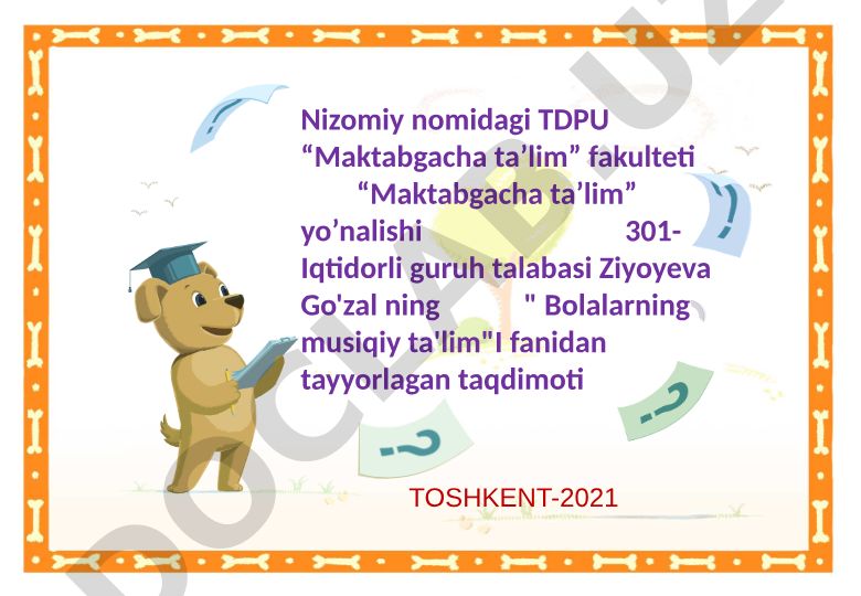 MTTda bolalarga musiqiy ta'lim berishda tarbiyachining faoliyati