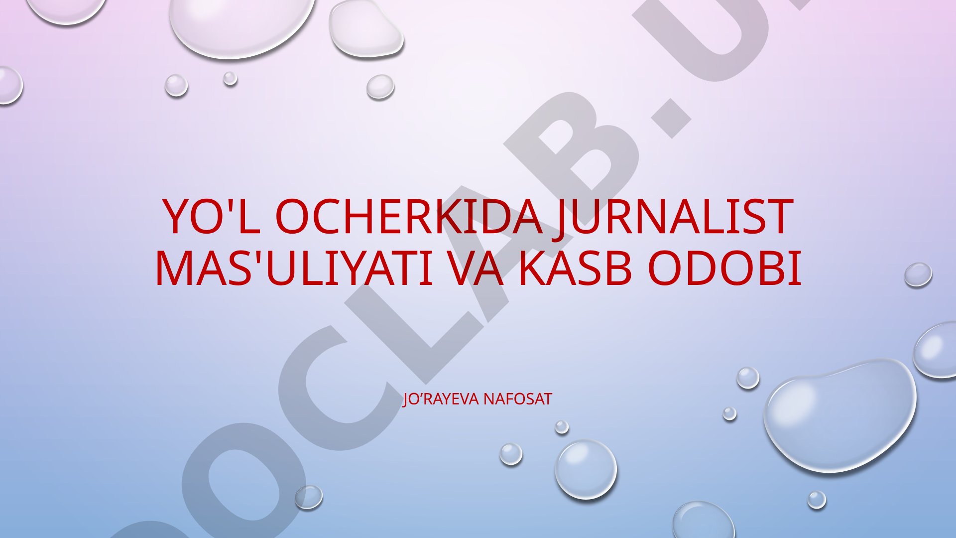 Yo'l ocherkida jurnalist mas'uliyati va kasb odobi