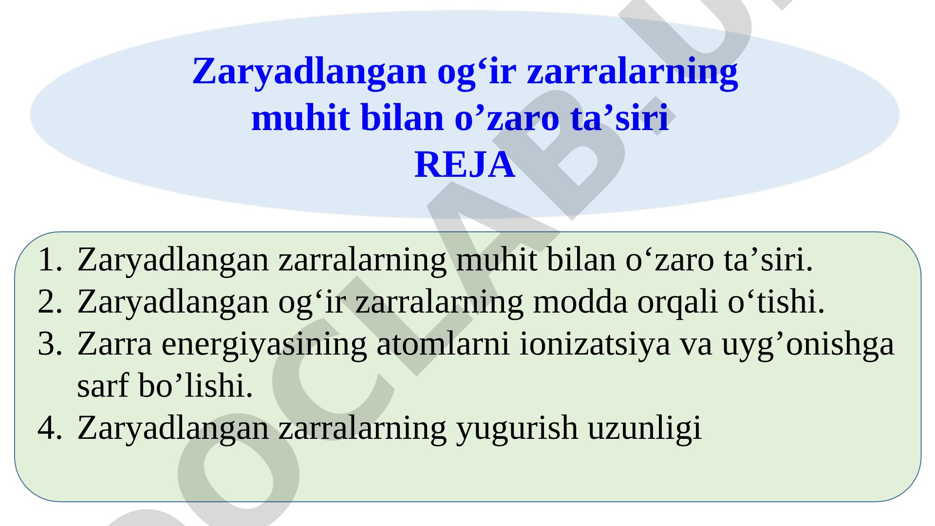 Zaryadlangan og'ir zarralarning muhit bilan o'zaro ta'siri