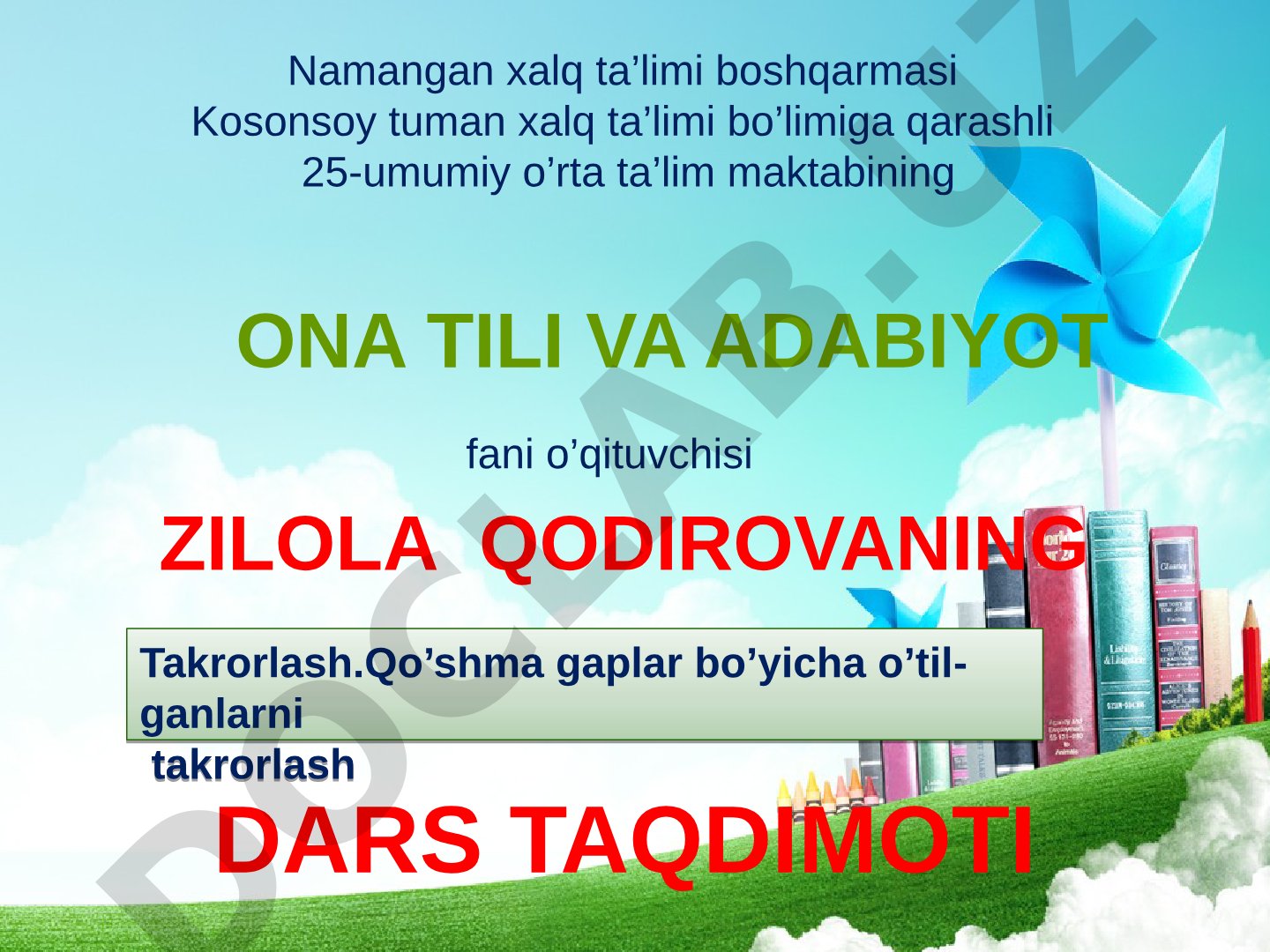 Takrorlash. Qo'shma gaplar bo'yicha o'tilganlarni takrorlash