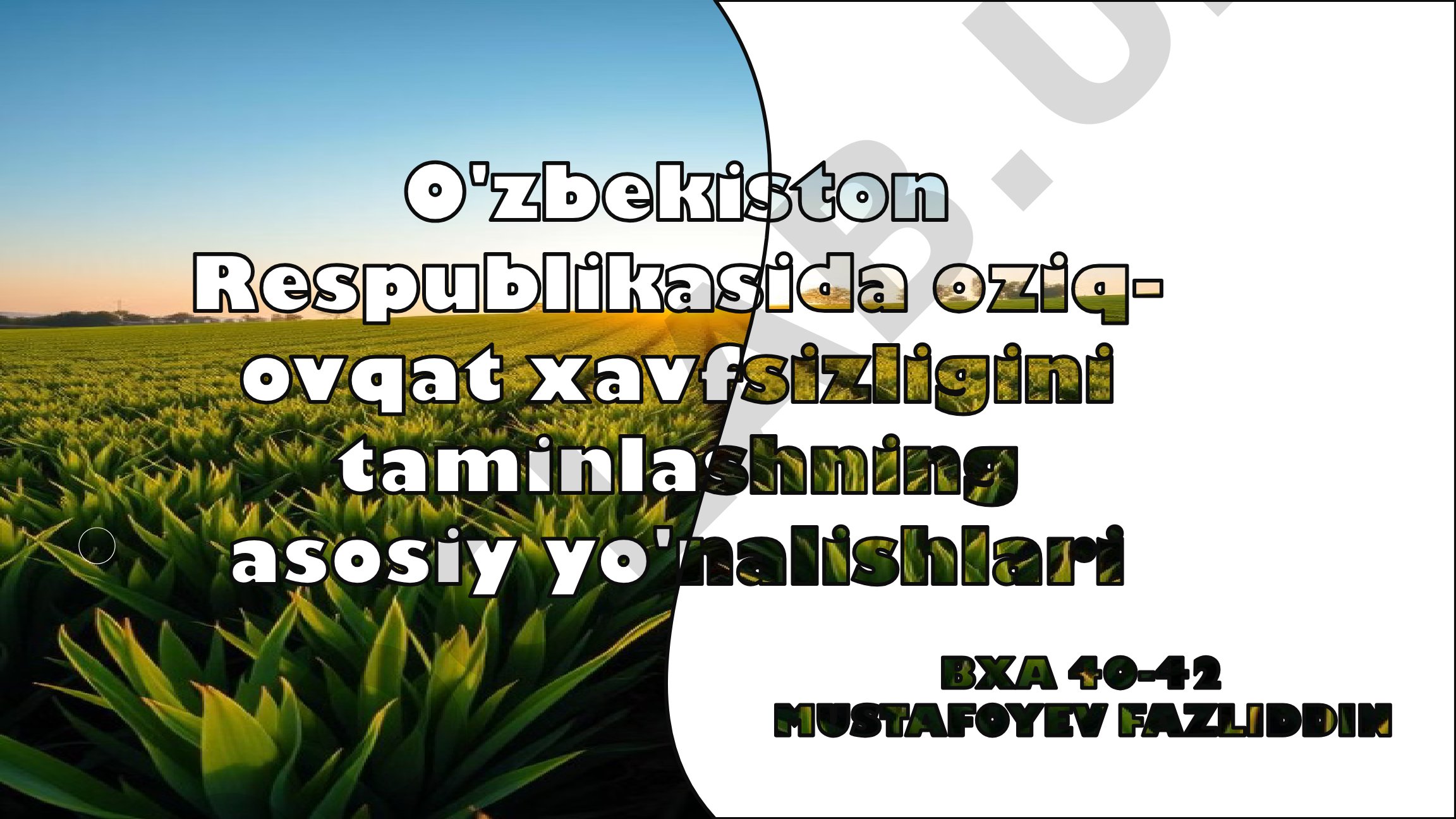 Oziq-ovqat xavfsizligi tushunchasi va O'zbekiston uchun dolzarbligi