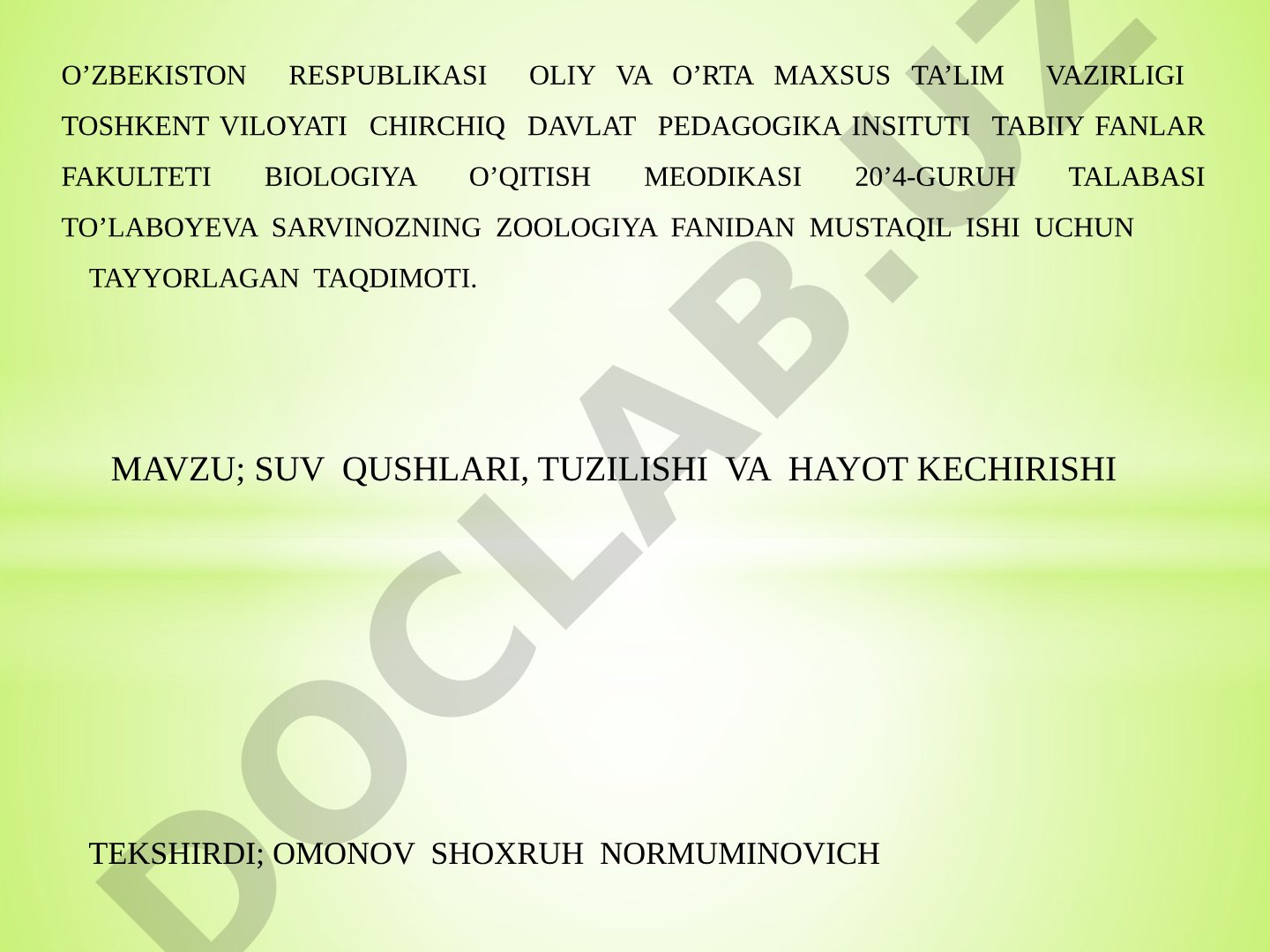 Suv qushlari, tuzilishi va hayot kechirishi