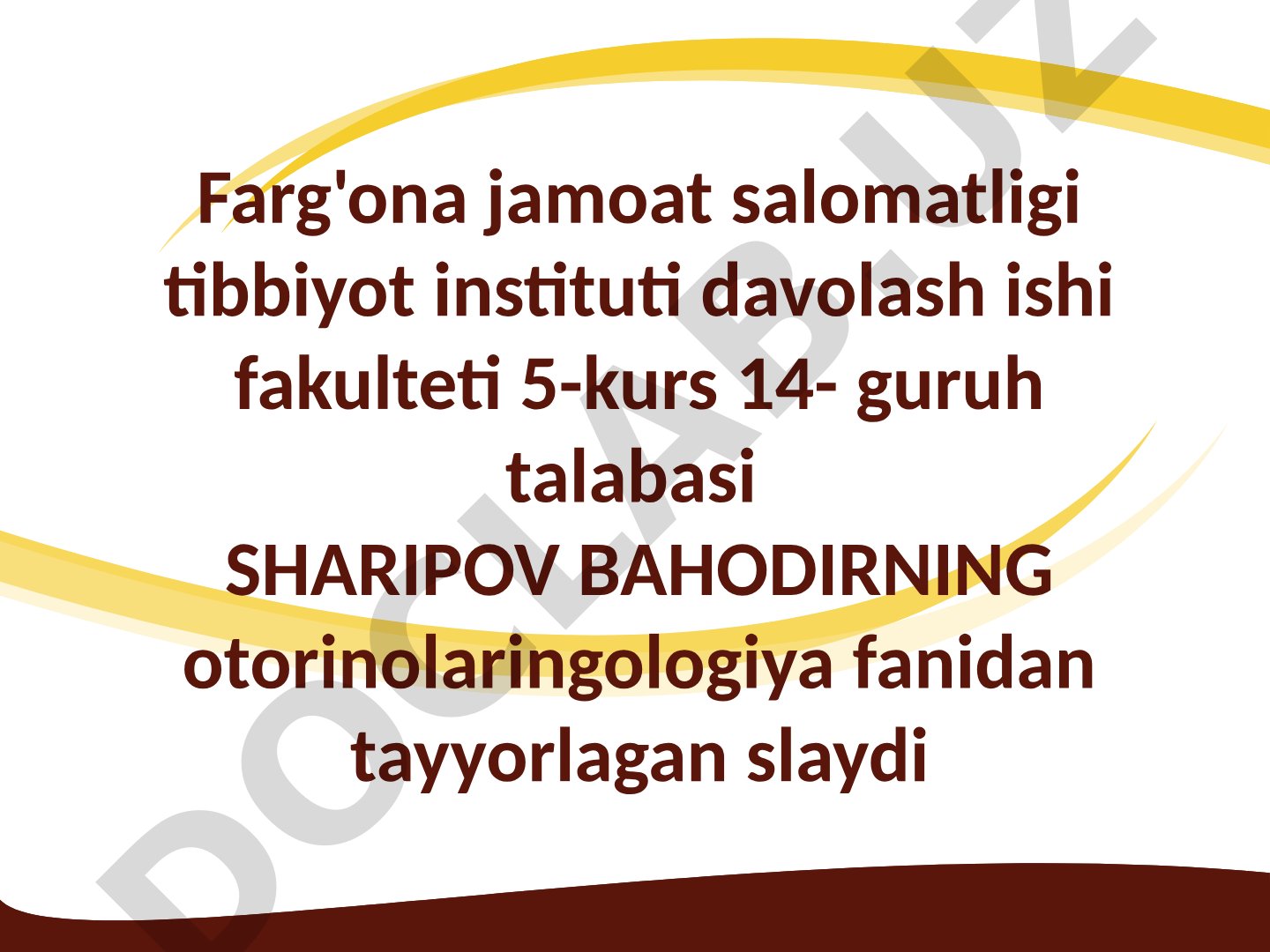 Stomatologiyada zamonaviy tekshirish asoslari