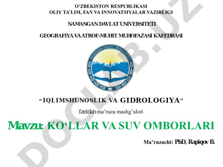 Ko'llar va suv omborlari
