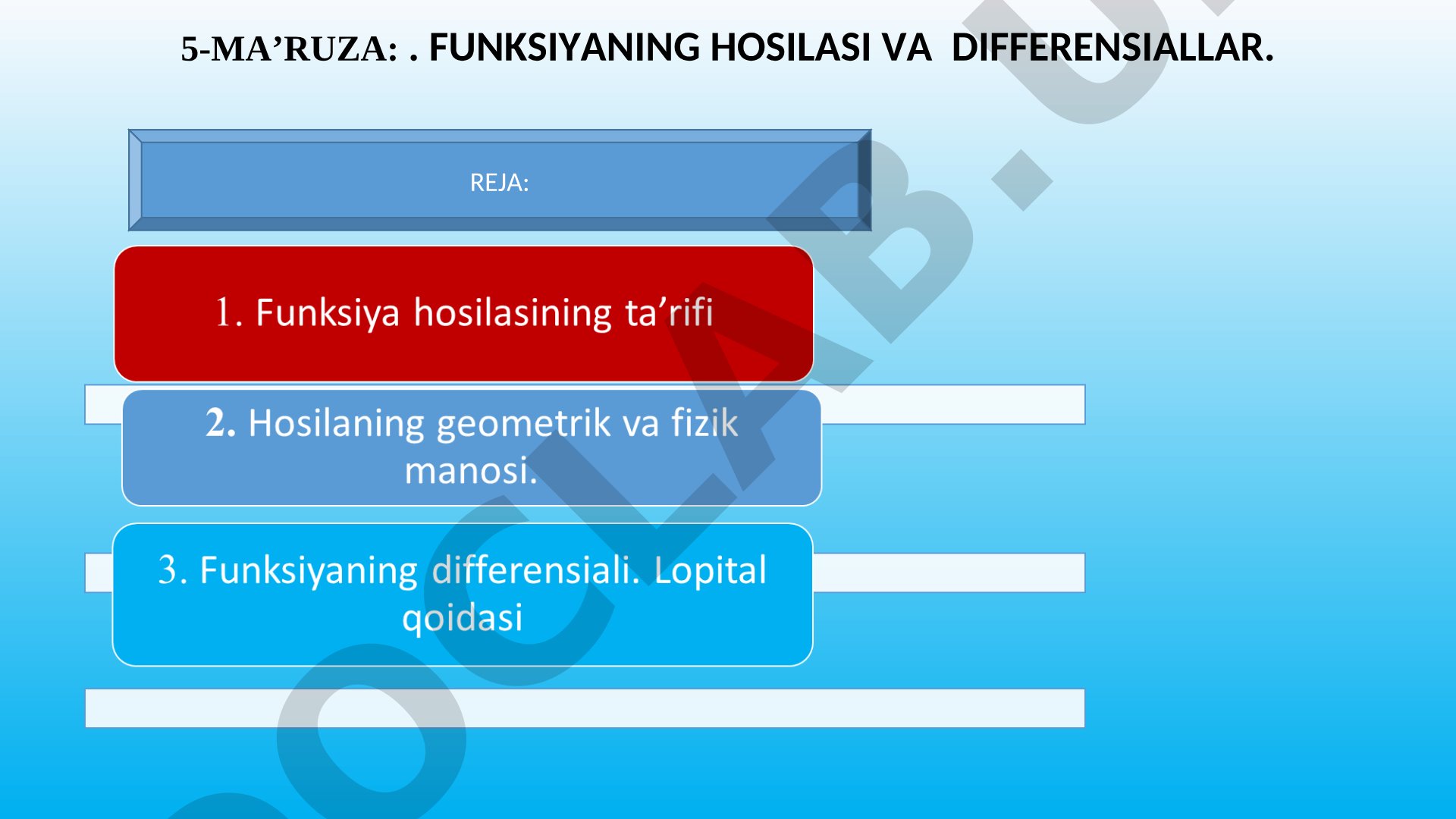 Funksiyaning hosilasi va differensiallar