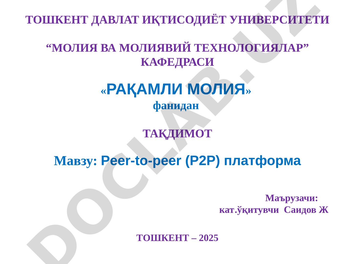 Peer-to-peer (P2P) platforma