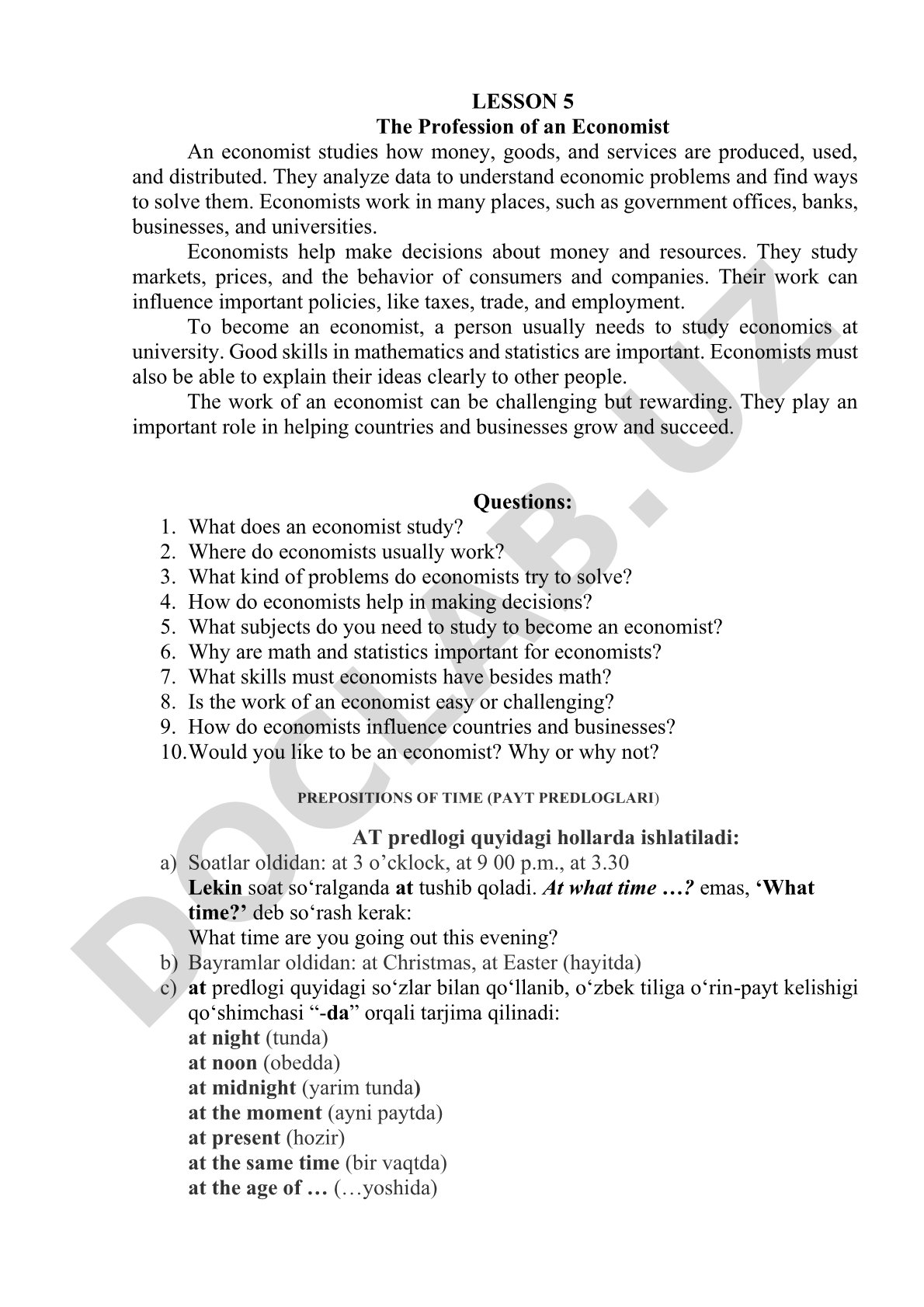 The Profession of an Economist