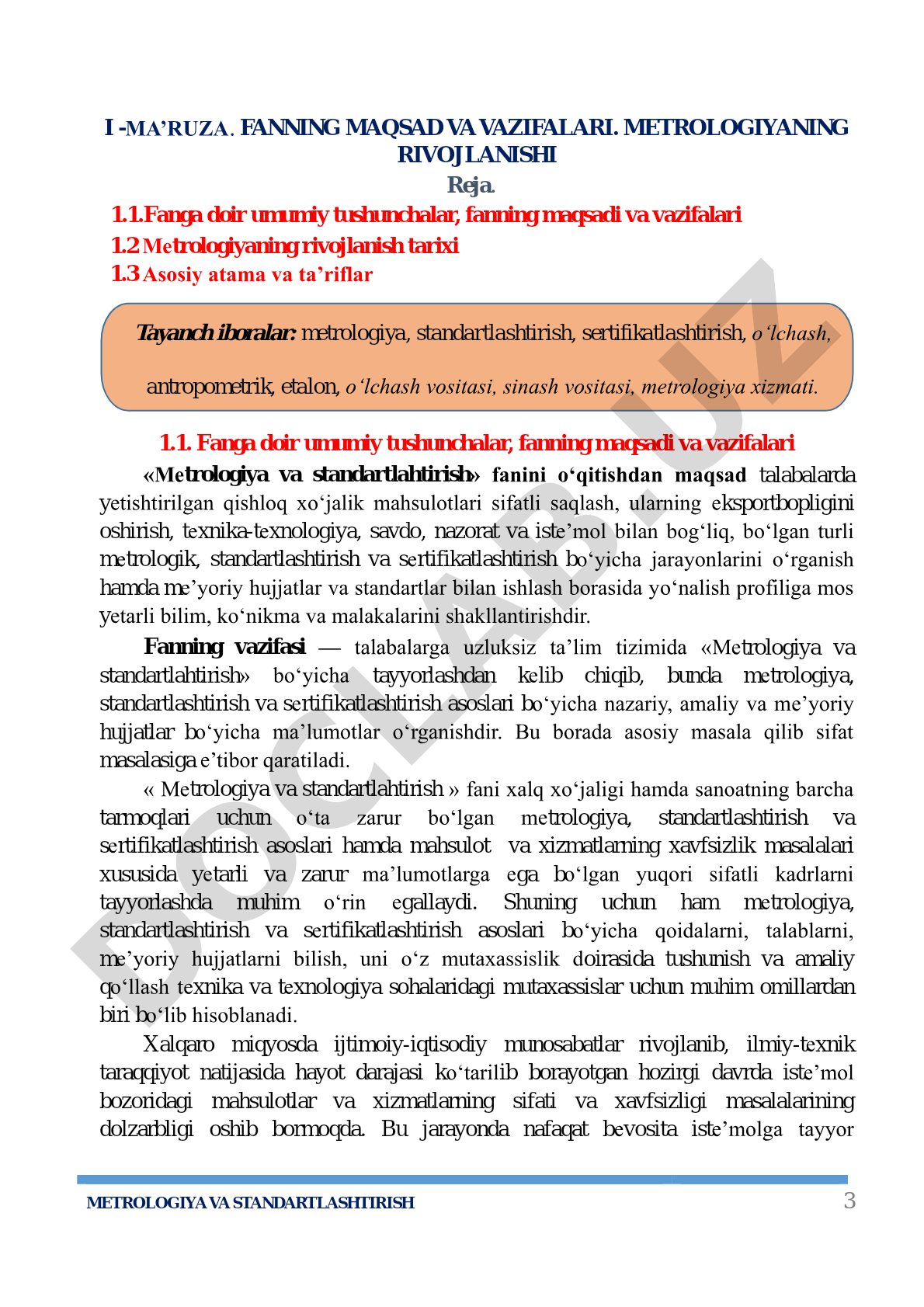 Metrologiya va standartlashtirish