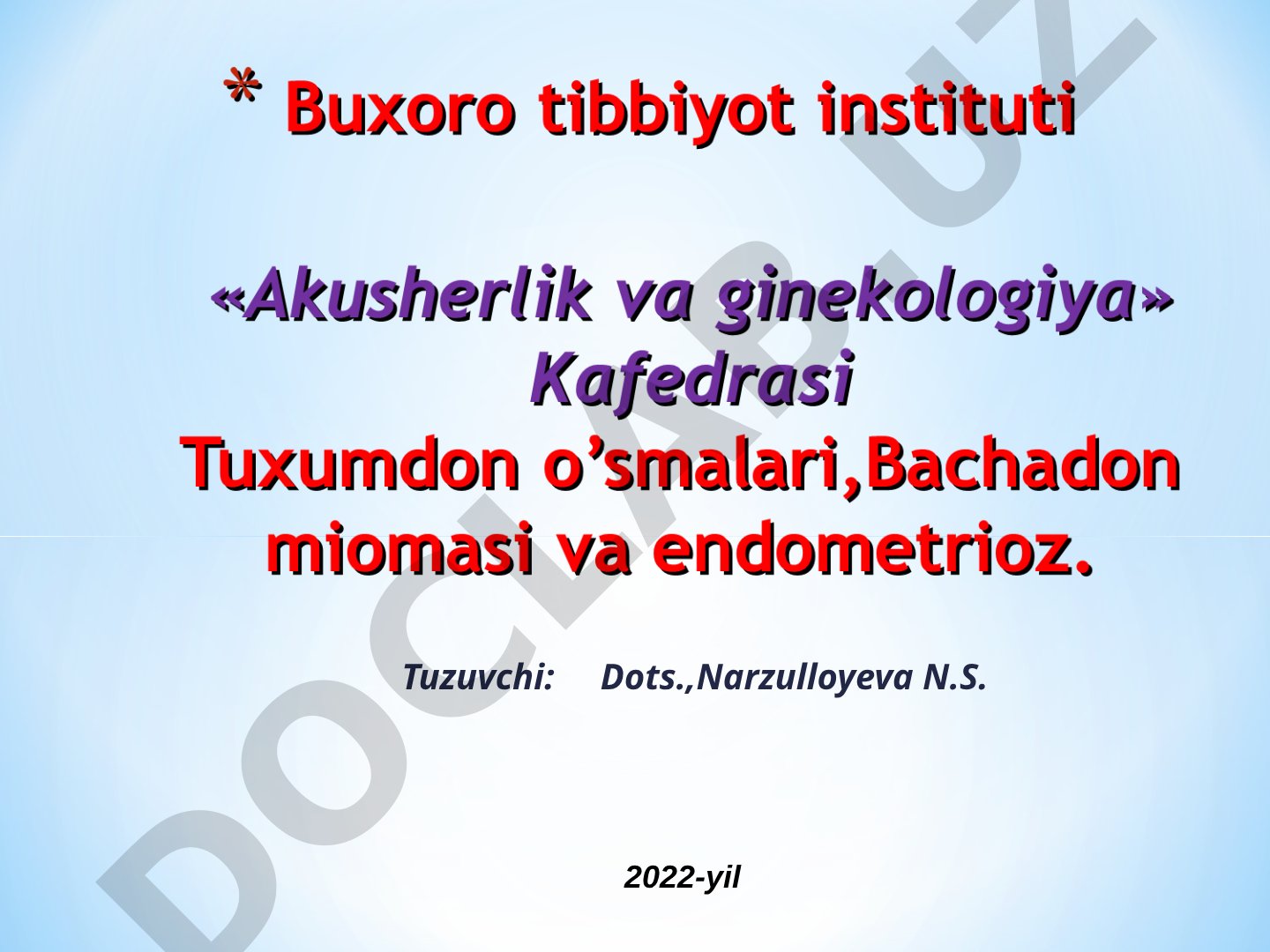 Tuxumdon kistalari etiologiyasi, turlari va kistomalar