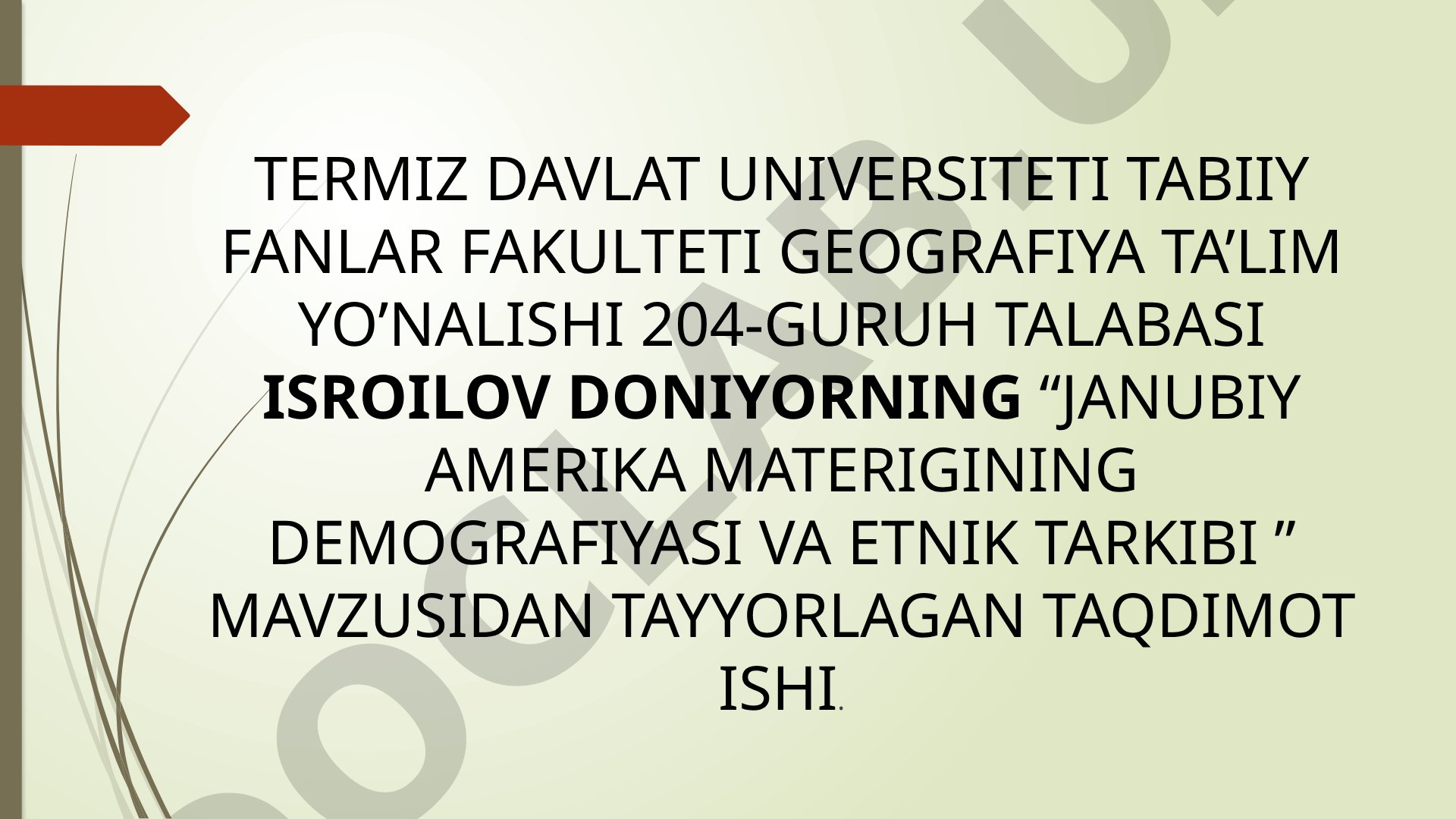 Janubiy Amerika materigi demografiyasi va etnik tarkibi