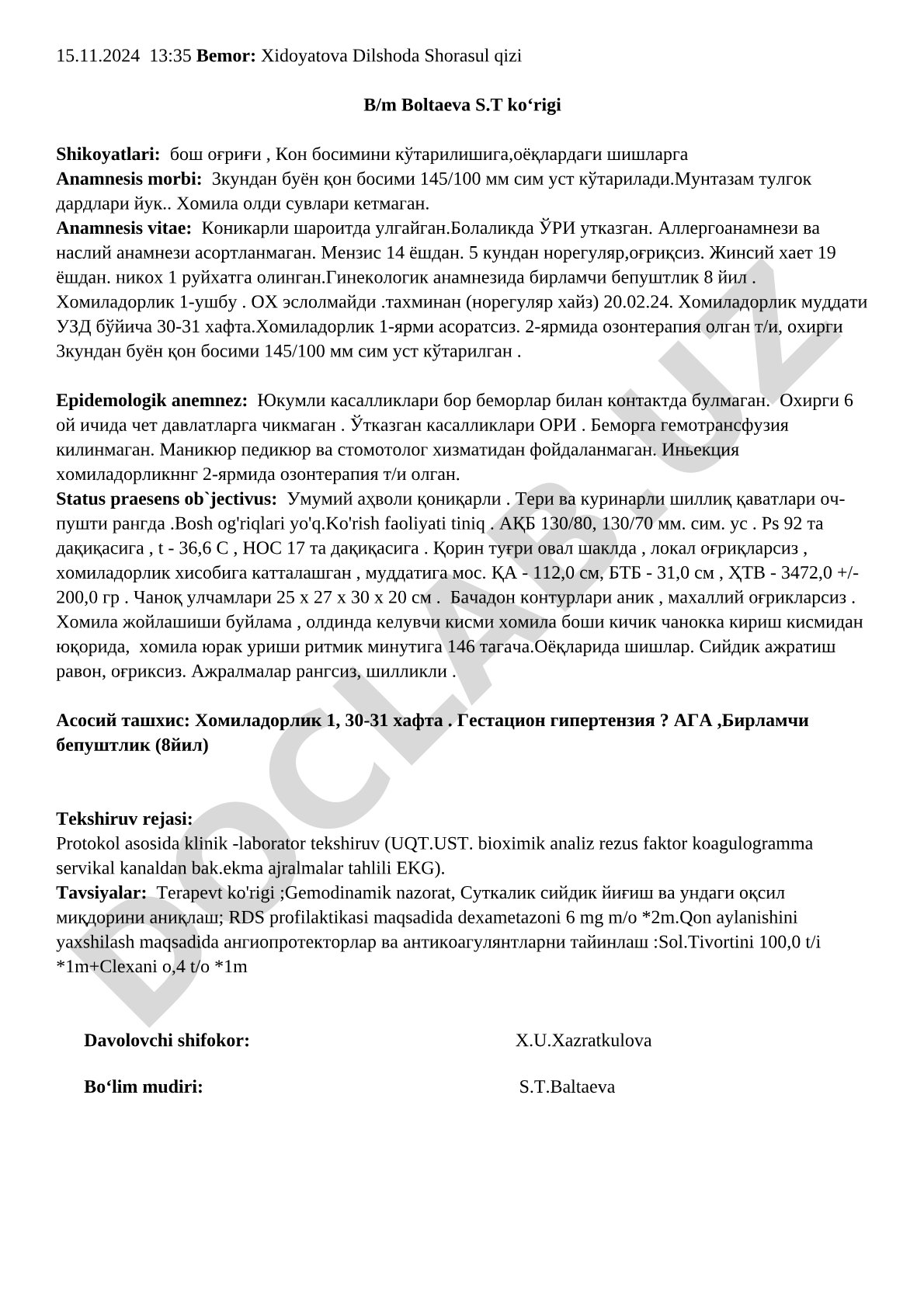 30-31 ҳафталик ҳомиладорликда қон босимининг кўтарилиши