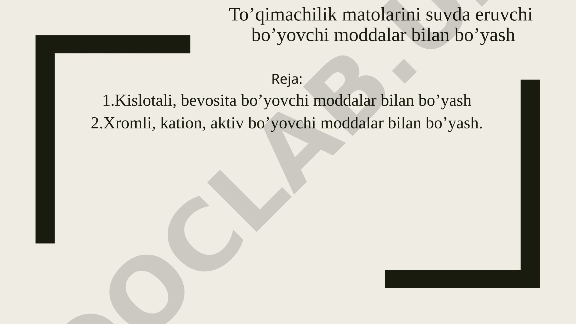 To’qimachilik matolarini suvda eruvchi bo’yovchi moddalar bilan bo’yash